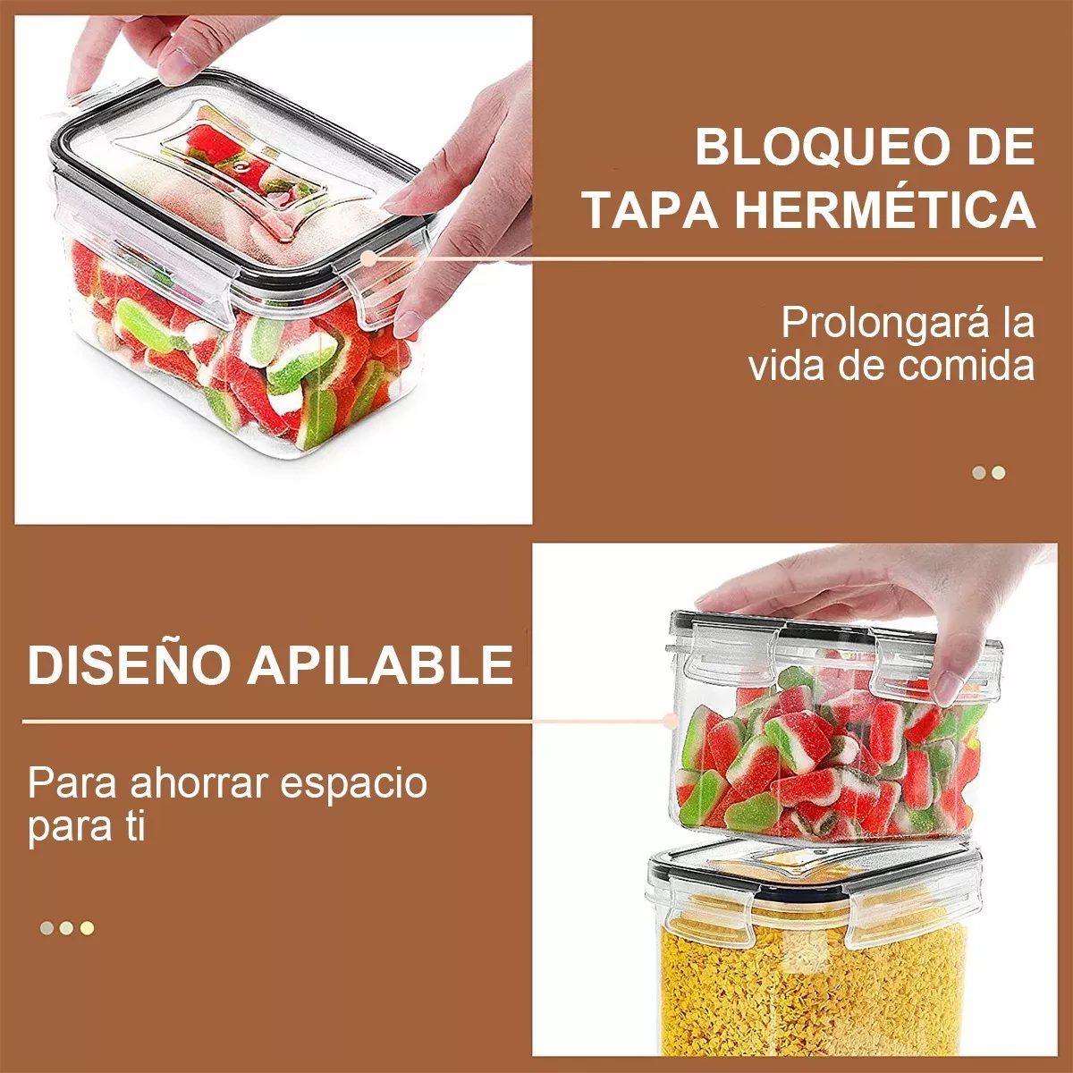 Contenedores Hermeticos Plasticos Dispensador Cereal 16pcs