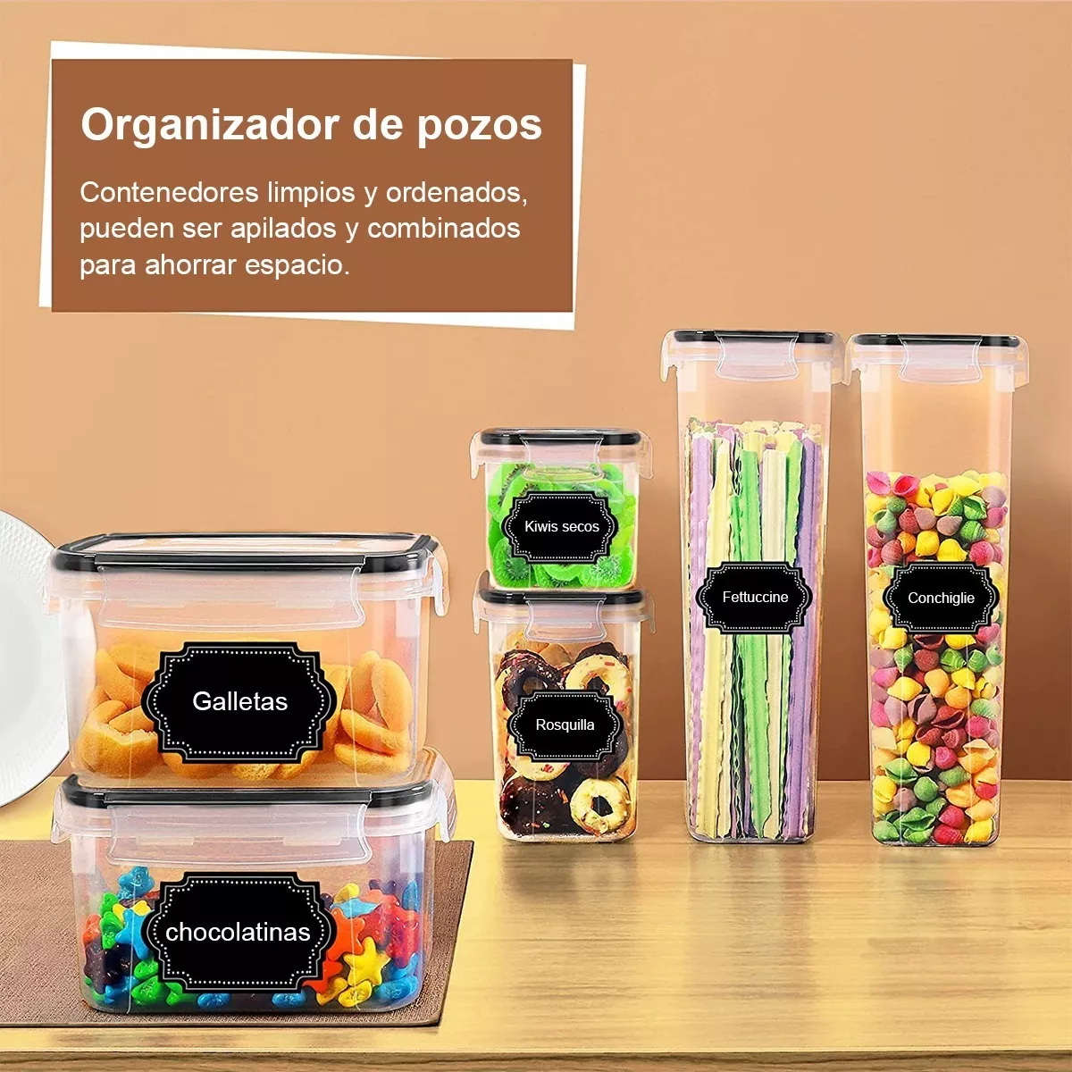 Contenedores Hermeticos Plasticos Dispensador Cereal 16pcs