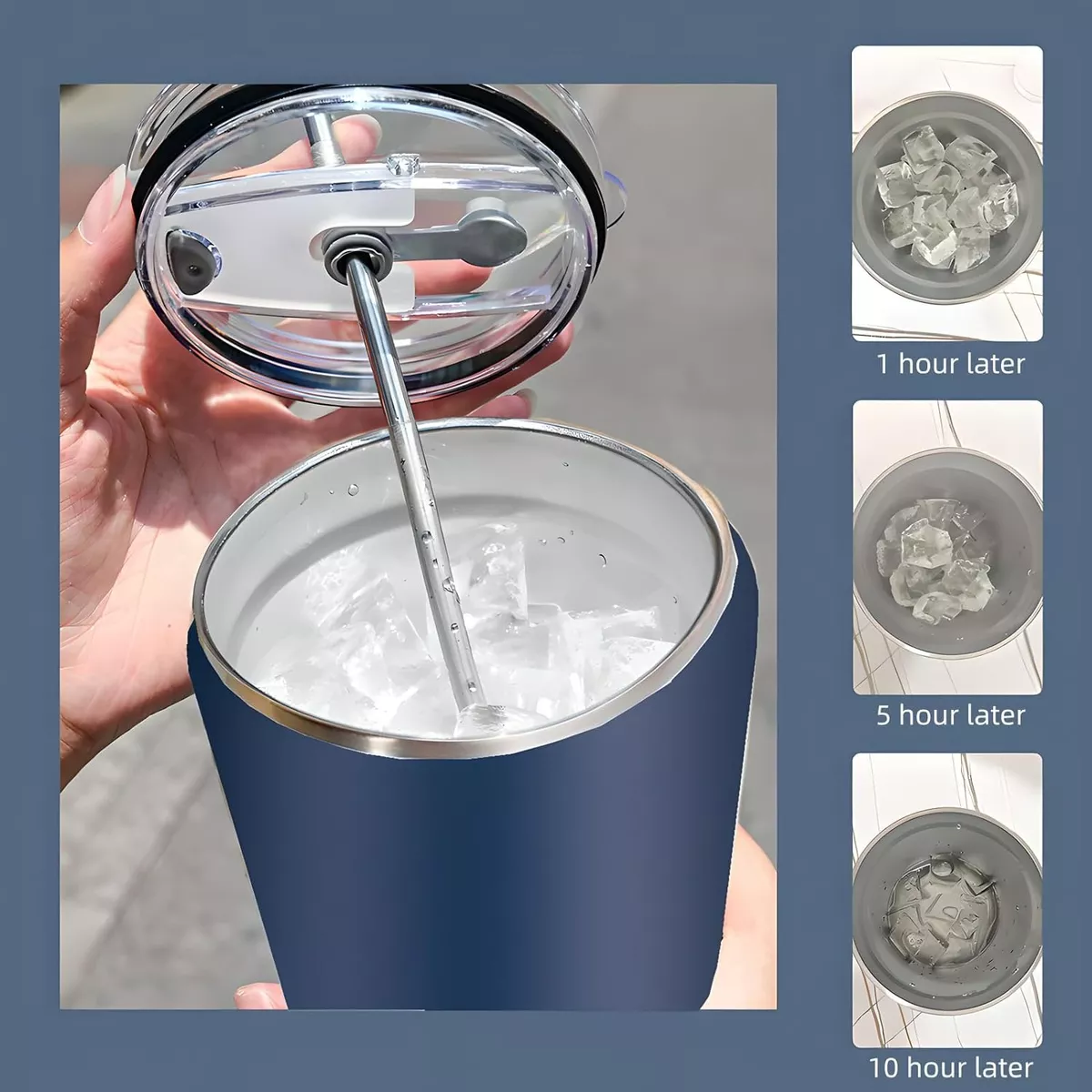 Vasos Térmico 30oz Termo Taza Acero Inoxidable Botellas Agua Azul Oscuro