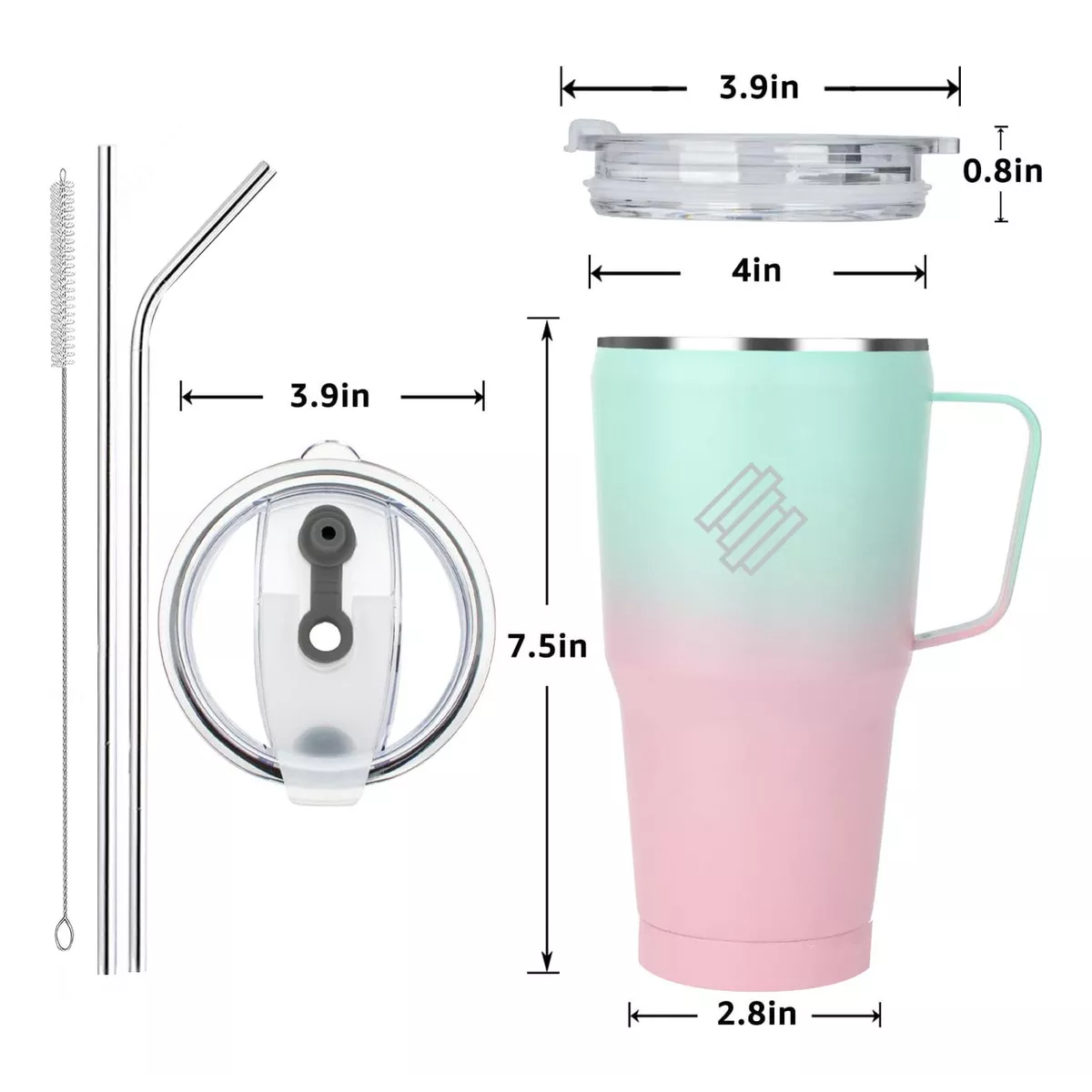 Vasos Térmico 30oz Termo Taza Acero Inoxidable Botellas Agua Rosa