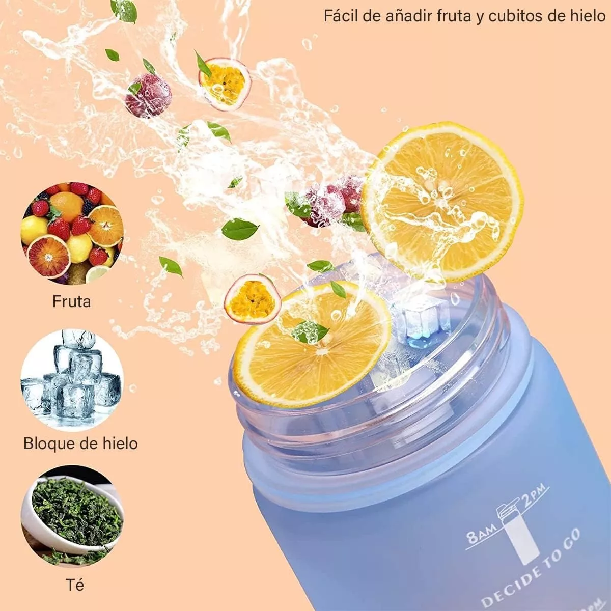Botella De Agua Gran Capacidad Botella Deportiva 4pcs Morado