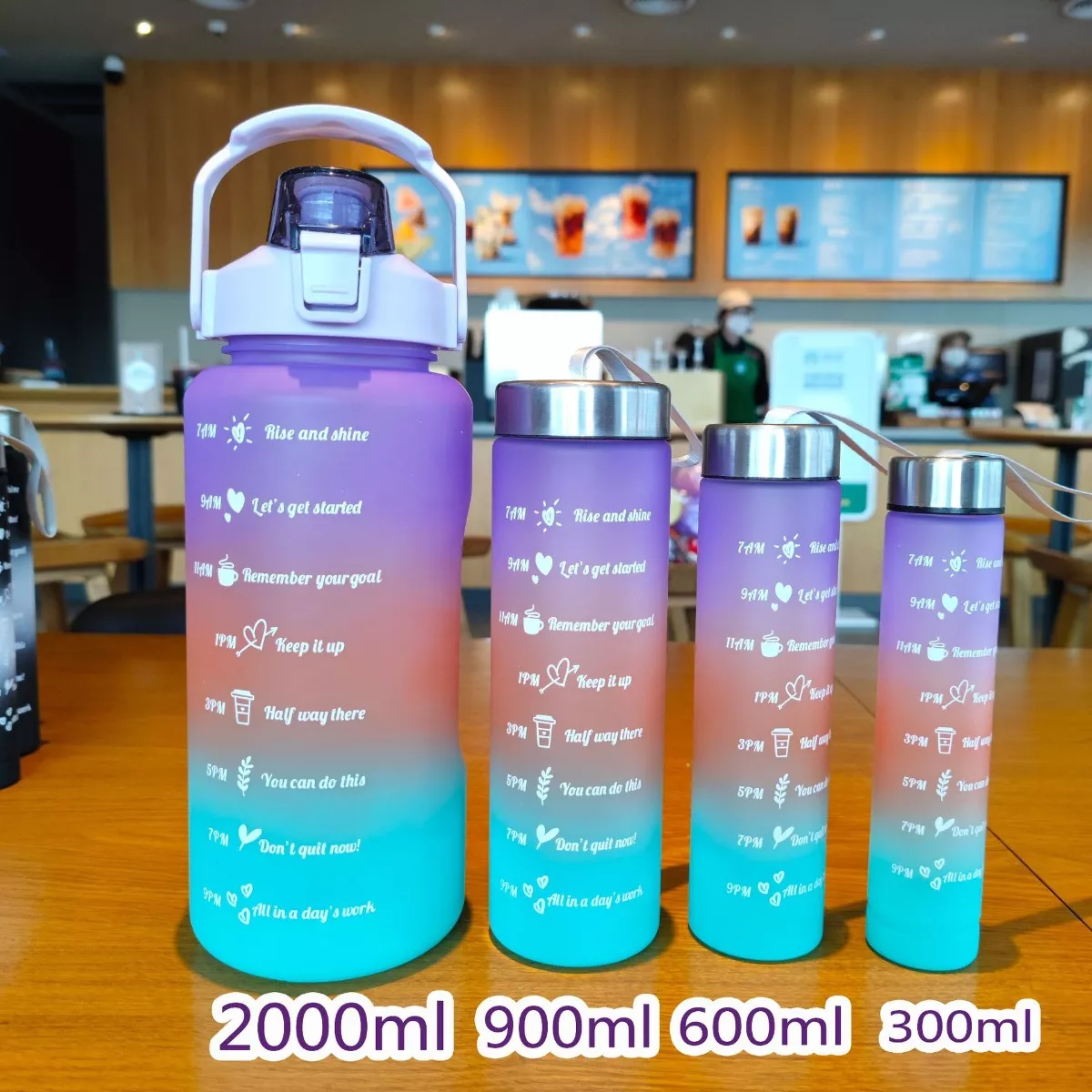 Botella De Agua Gran Capacidad Botella Deportiva 4pcs Morado