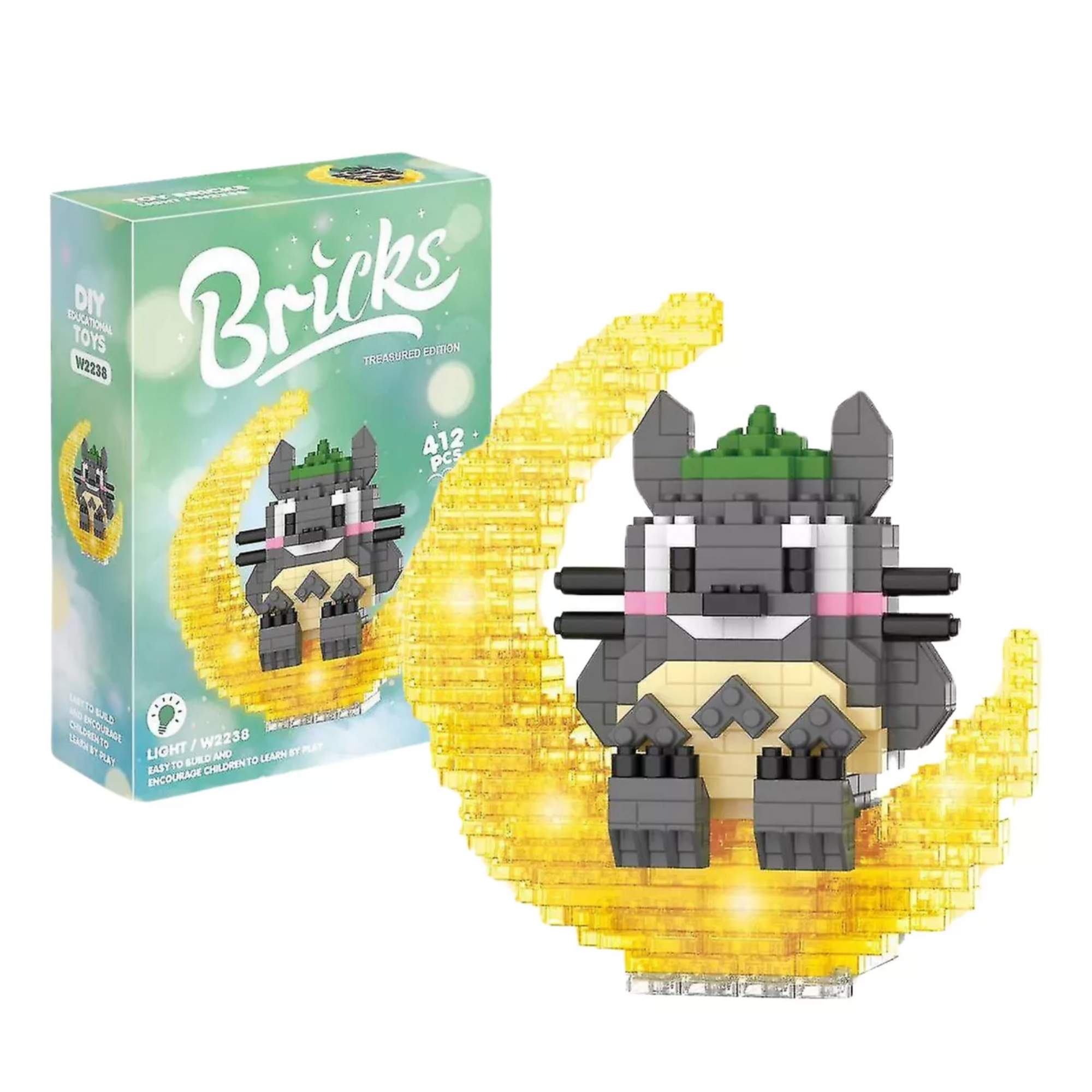Set Mini Bloques Armables Mi Vecino Totoro Ghibli Luna Led Bloques Totoro y Luna Iluminados - Studio Ghibli