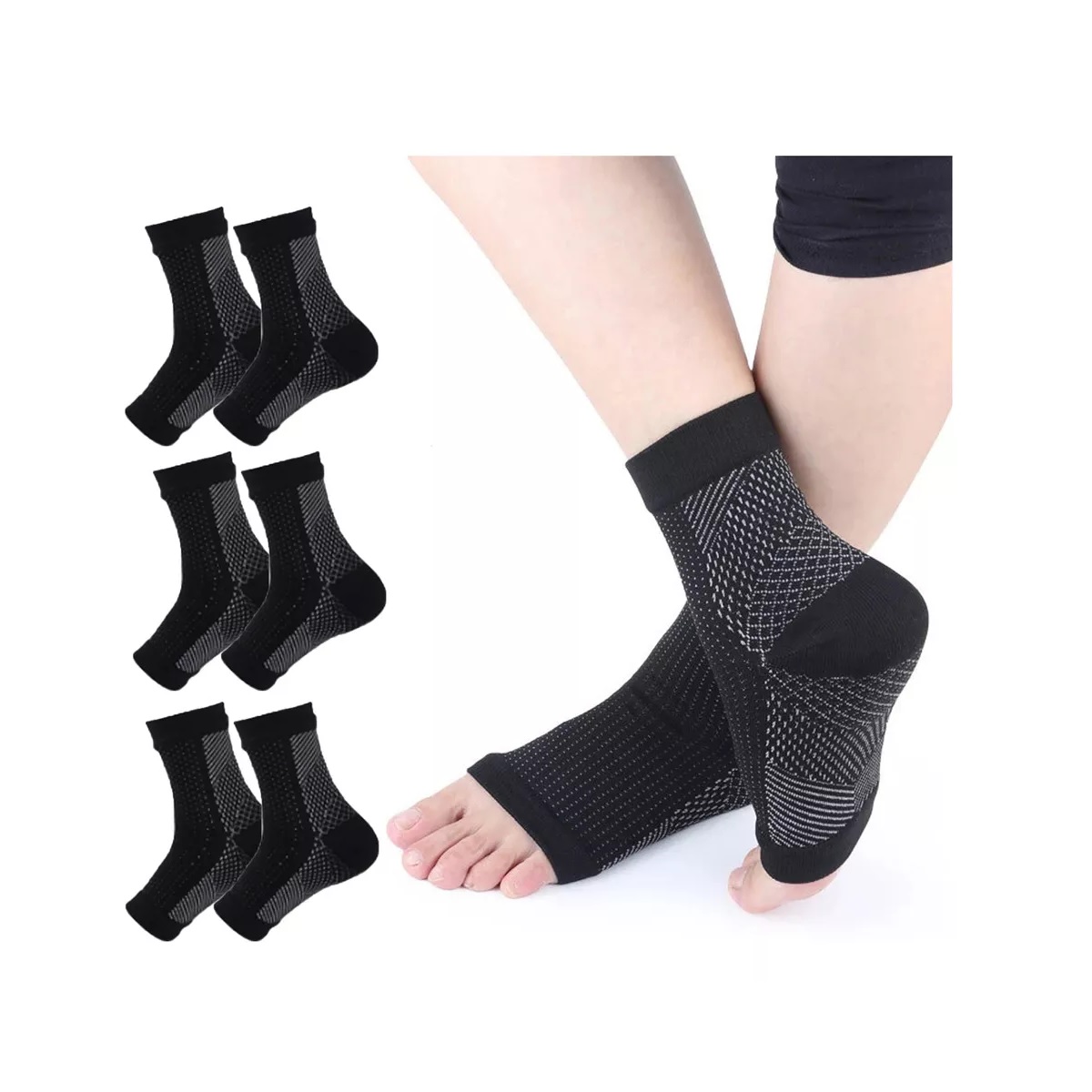 Set 3 Pares De Calcetines Para Neuropatía, Mangas De Compresión