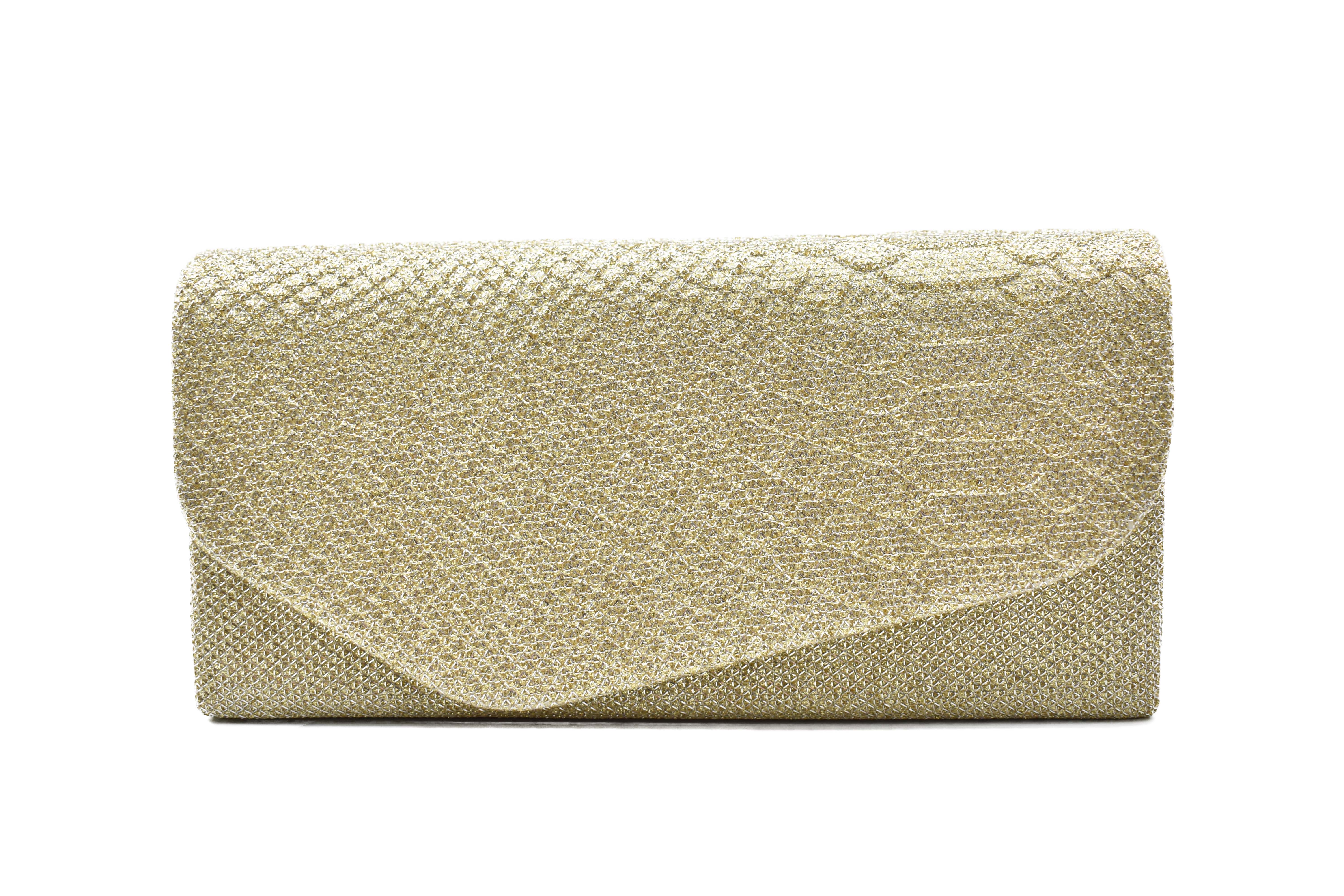 Bolsa clutch dorado con brillos 