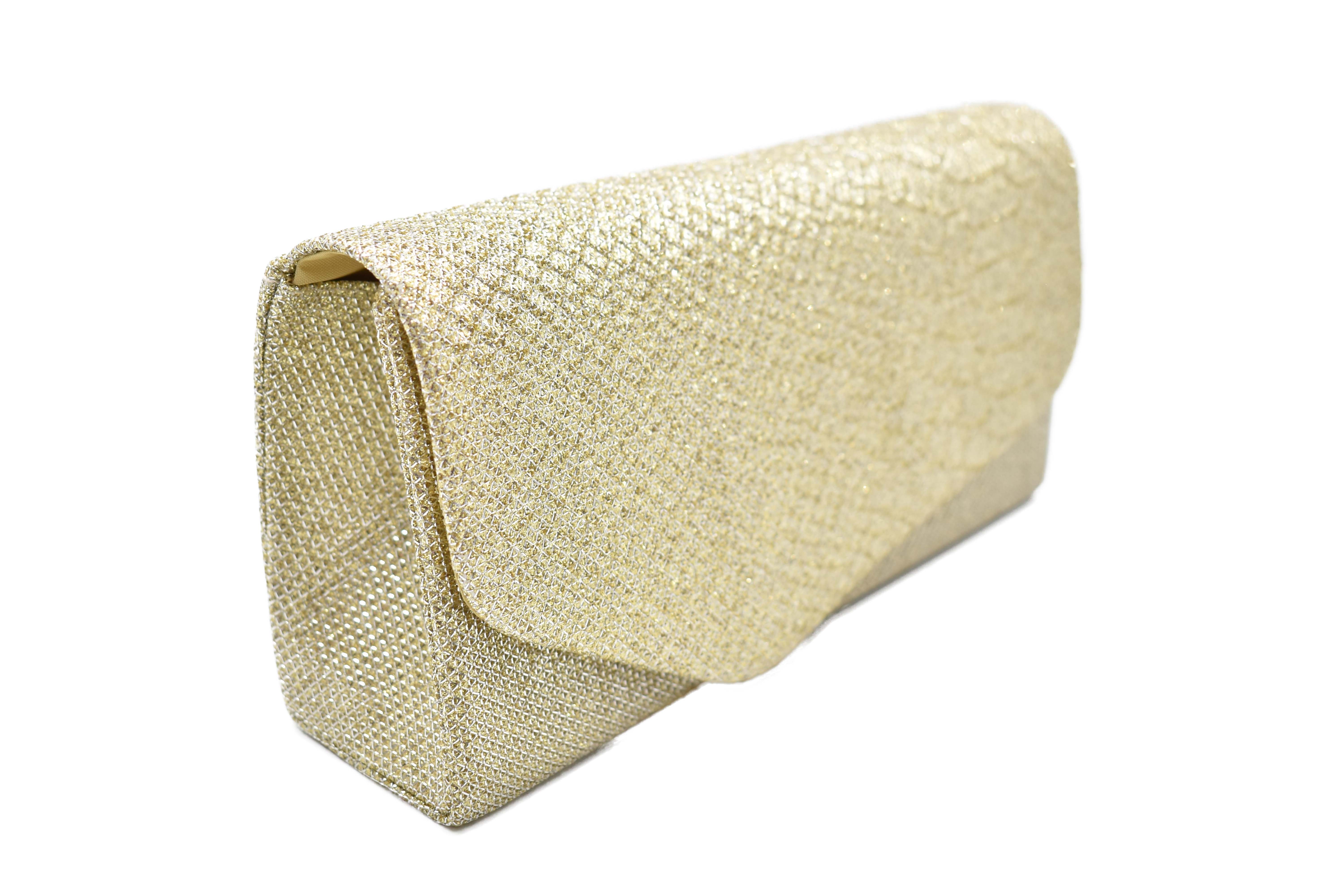 Bolsa clutch dorado con brillos 