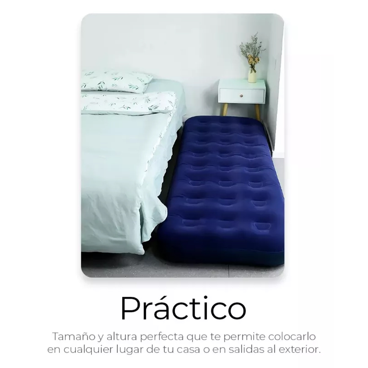Colchon Cama Inflable Individual Camping Portatil Aire Azul Sport Team
