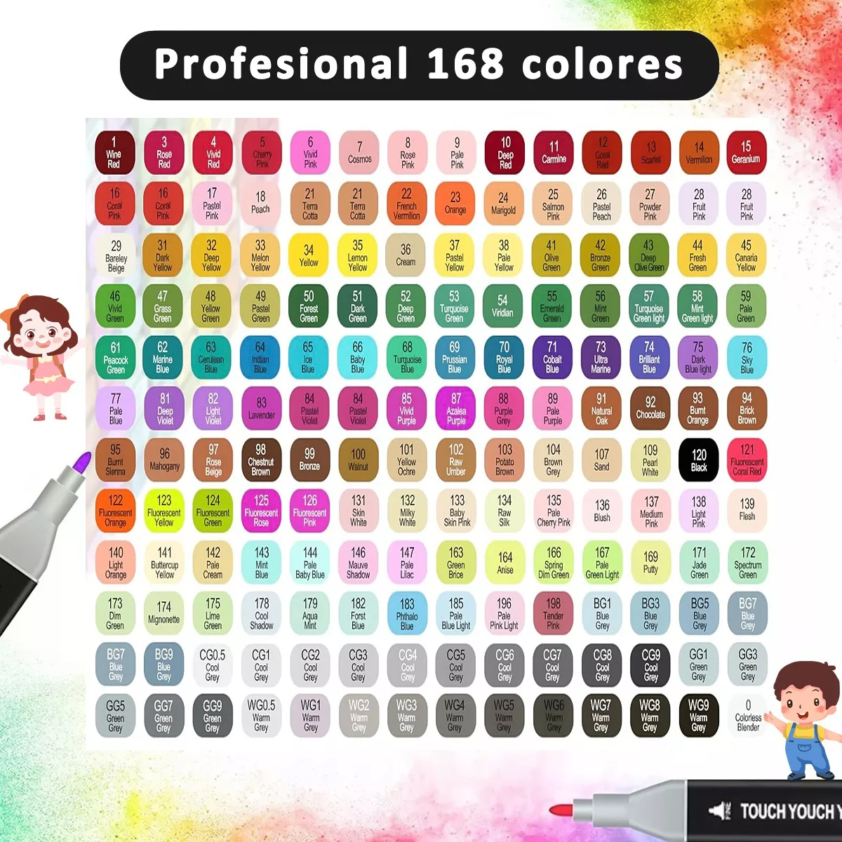 Marcadores Doble Punta Plumones Puntal De Pincel 168 Colores