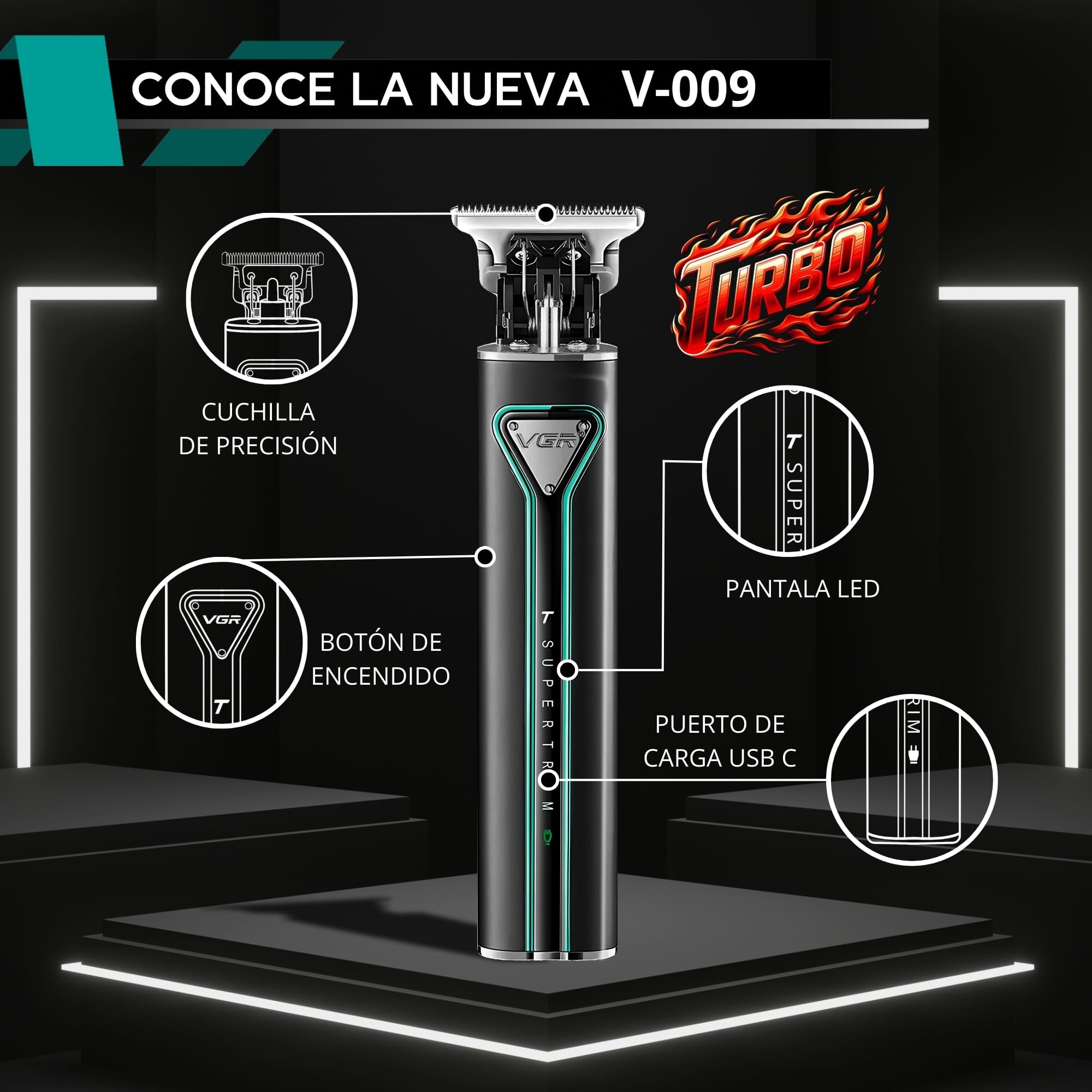 Maquina Para Cortar Cabello VGR V-009 Trimmer Perfiladora (verde)