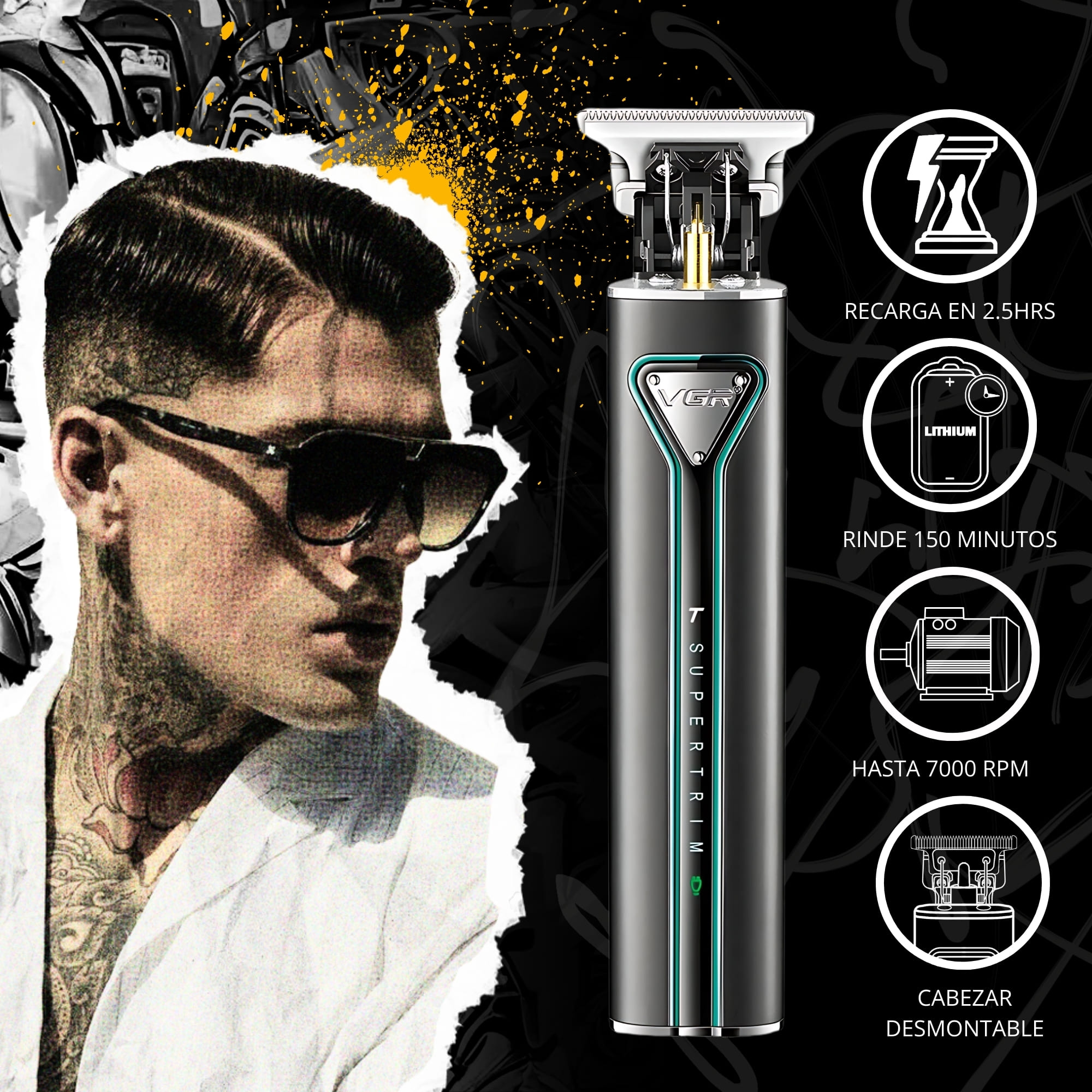 Maquina Para Cortar Cabello VGR V-009 Trimmer Perfiladora (verde)