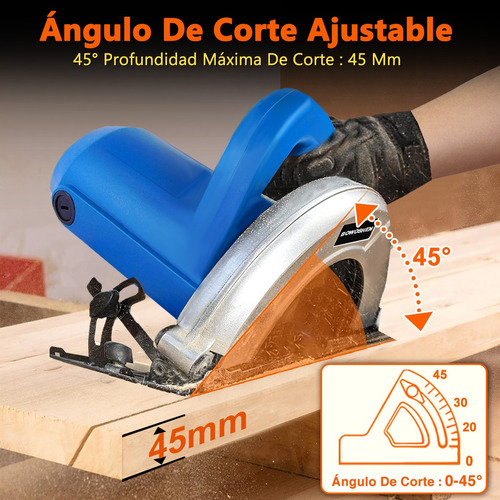 Sierra Circular Eléctrica Profesional Cortar Madera 185mm
