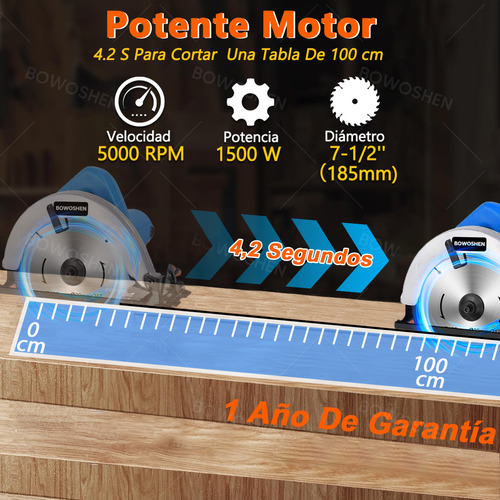 Sierra Circular Eléctrica Profesional Cortar Madera 185mm