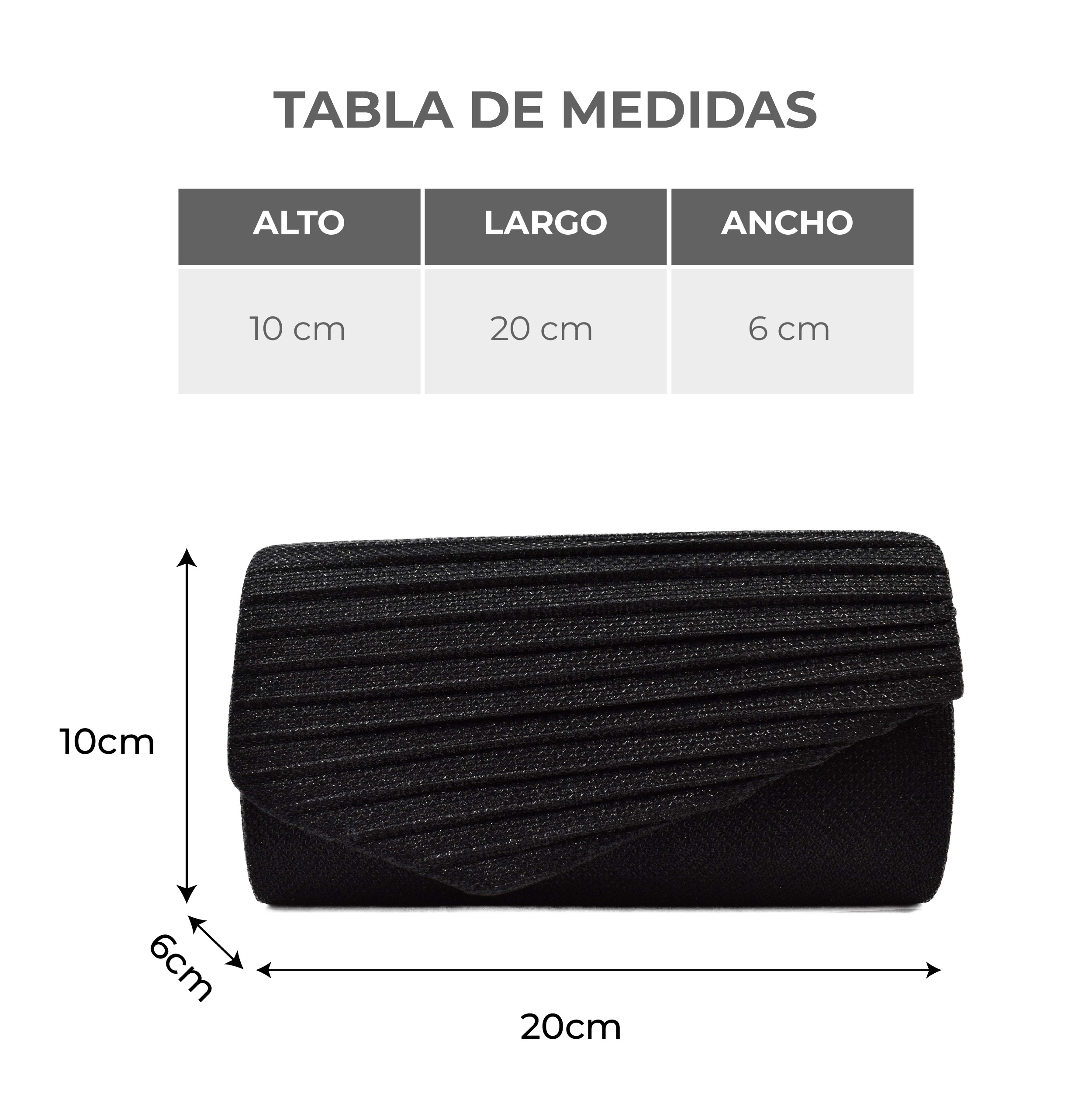 Bolsa clutch negra con brillos elegante 