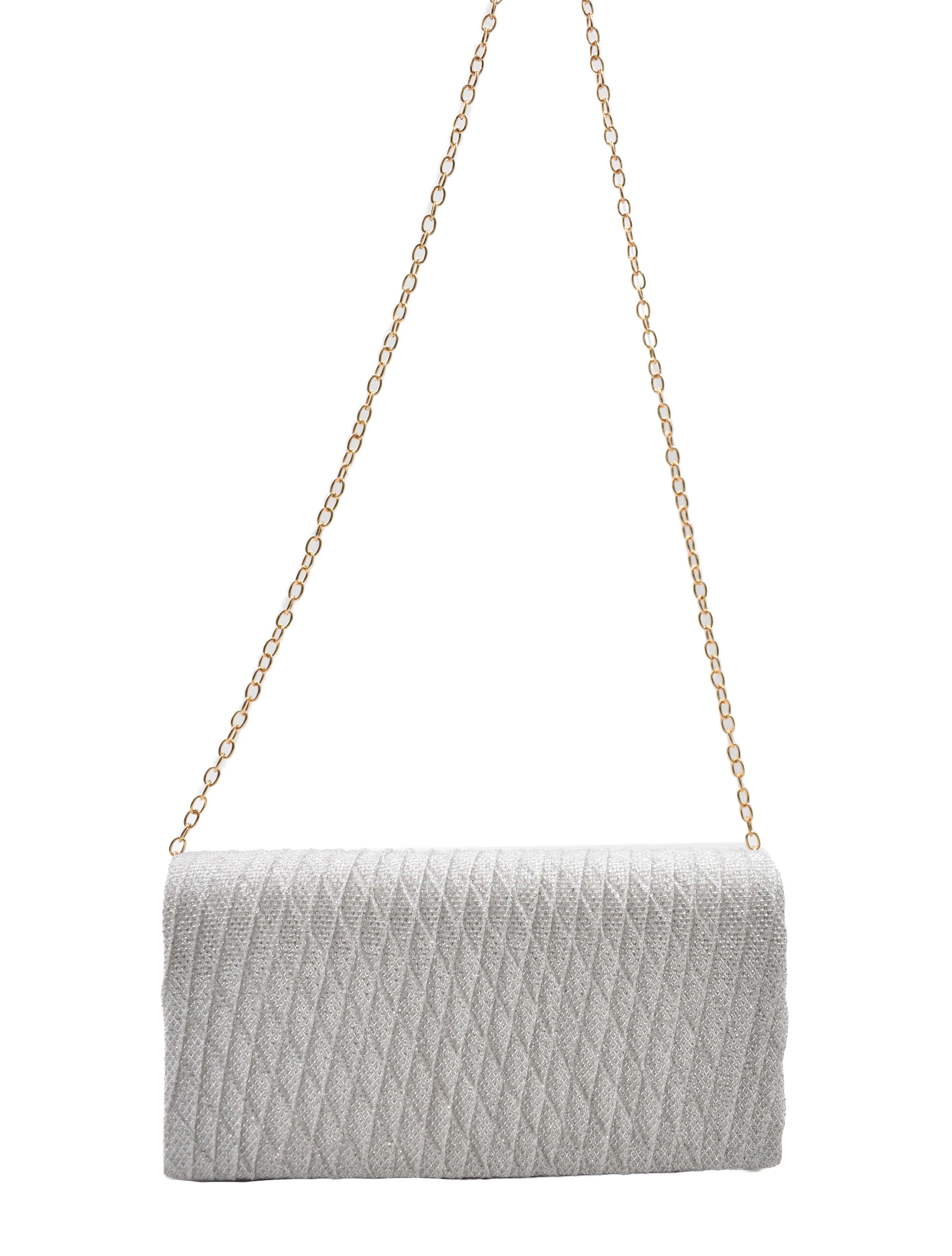 Bolsa clutch plata con brillos 