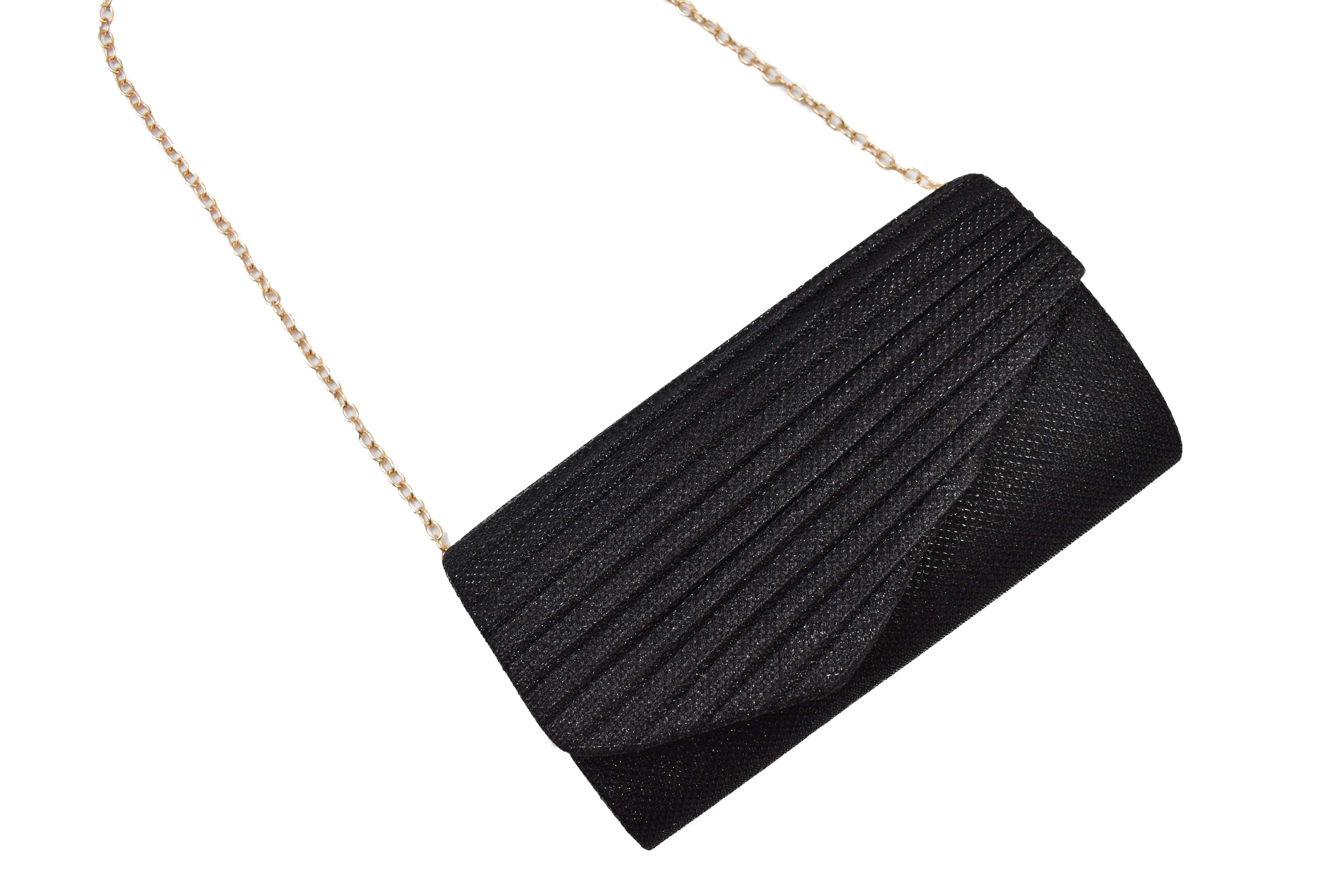 Bolsa clutch negra con brillos elegante 