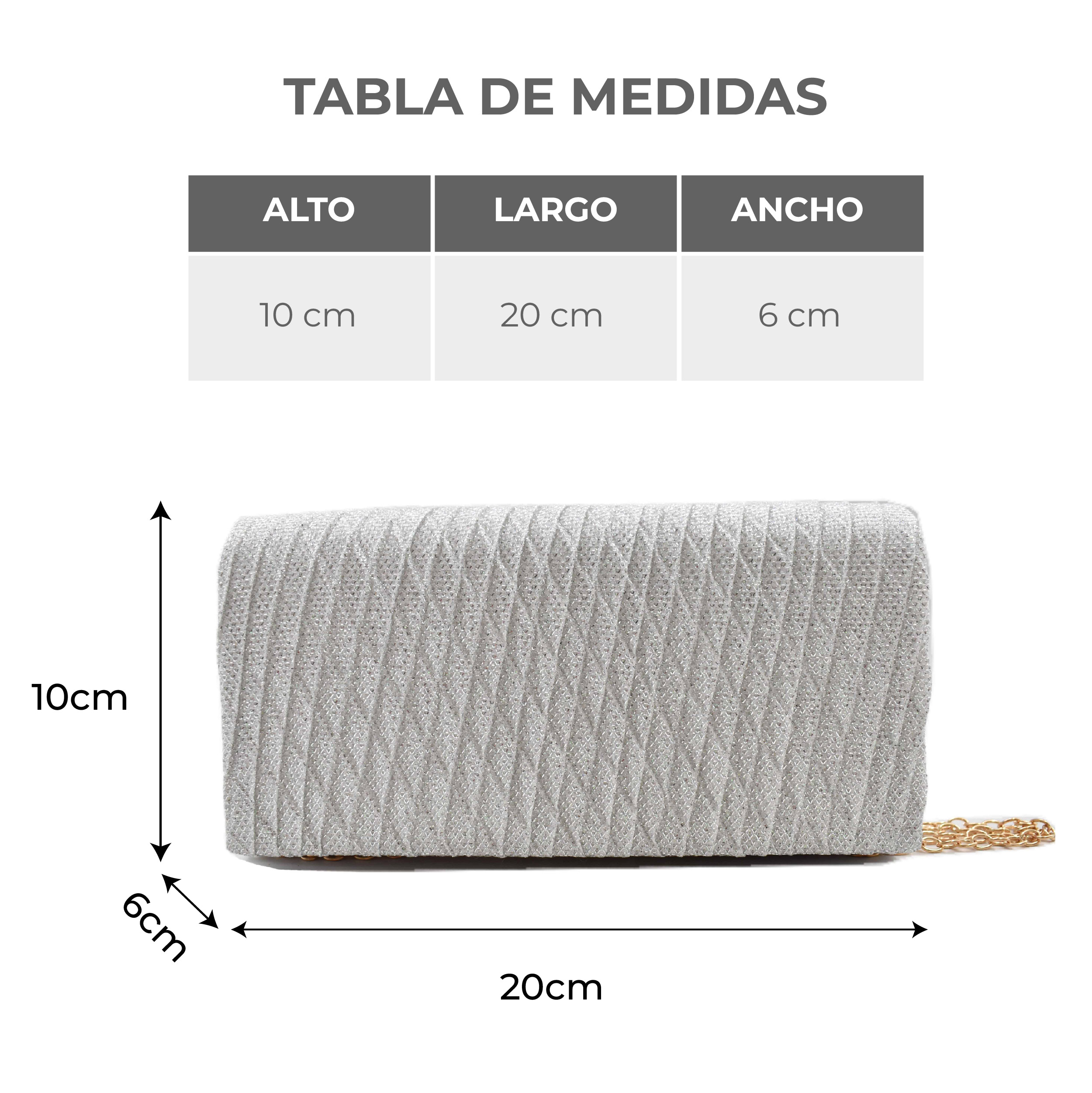 Bolsa clutch plata con brillos 