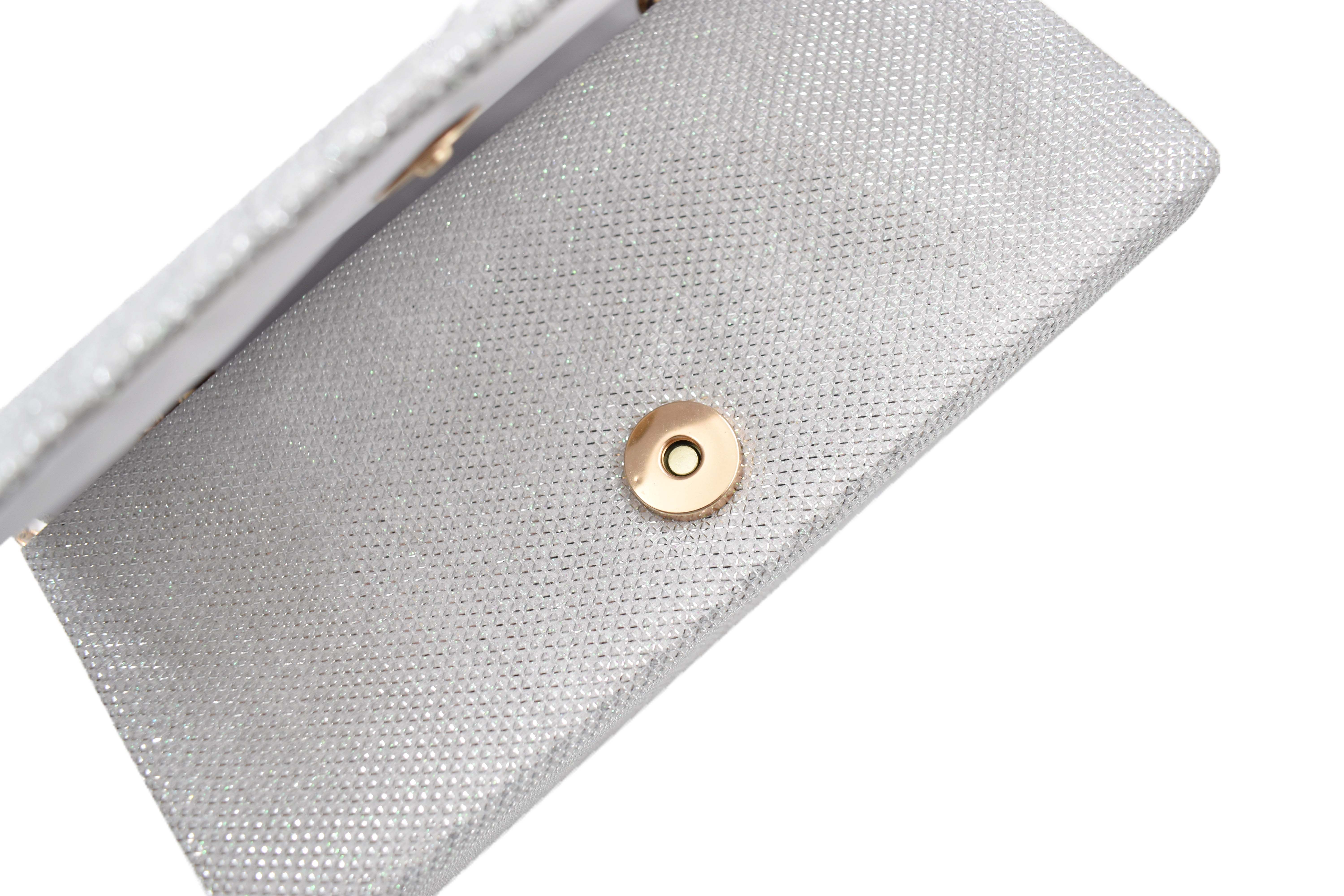 Bolsa clutch plata con brillos 