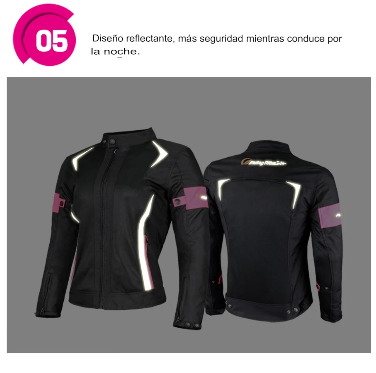 Chamarra rosa negro chaqueta motociclismo mujer abrigo armadura protectora impermeable ropa