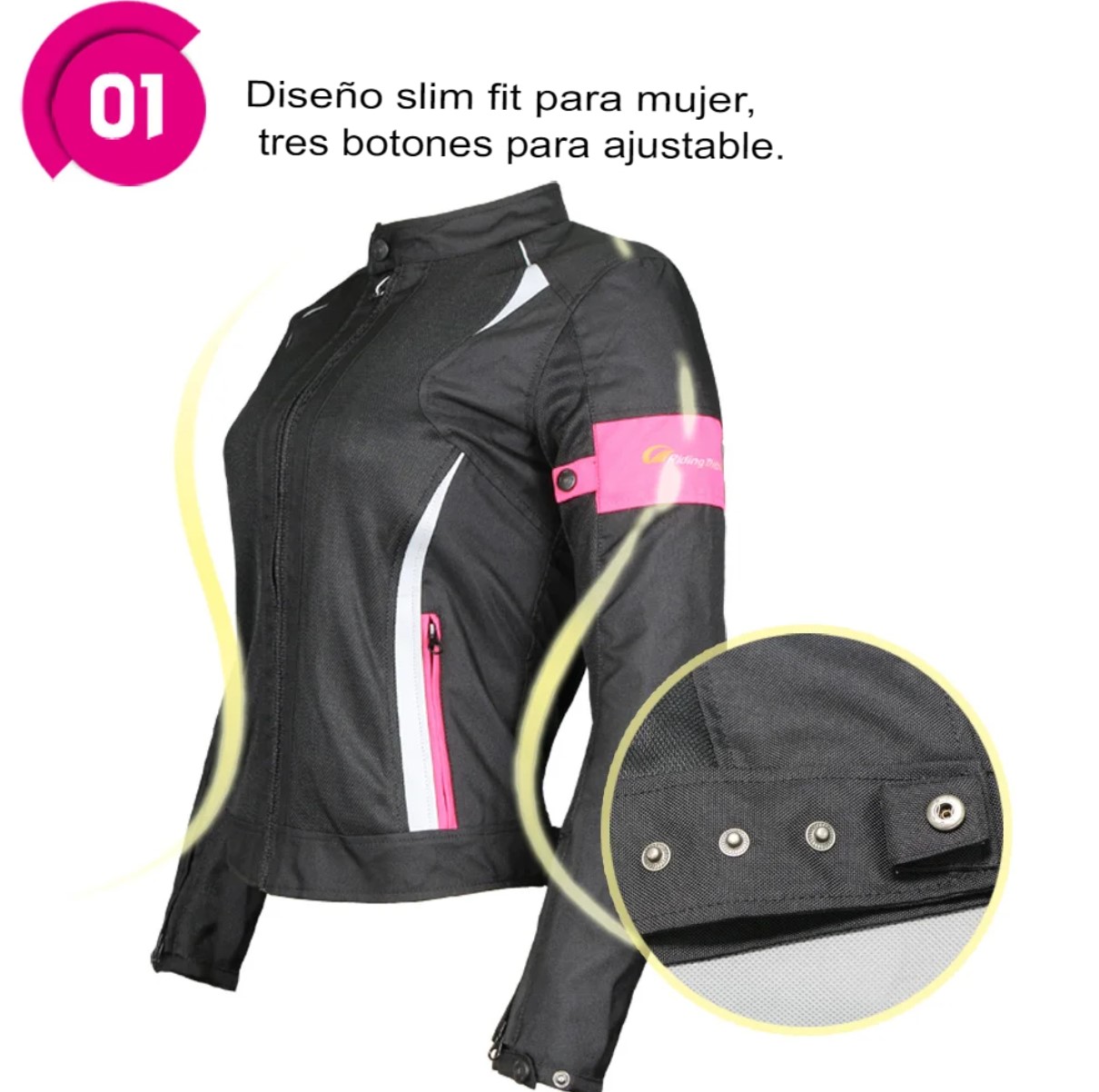 Chamarra rosa negro chaqueta motociclismo mujer abrigo armadura protectora impermeable ropa