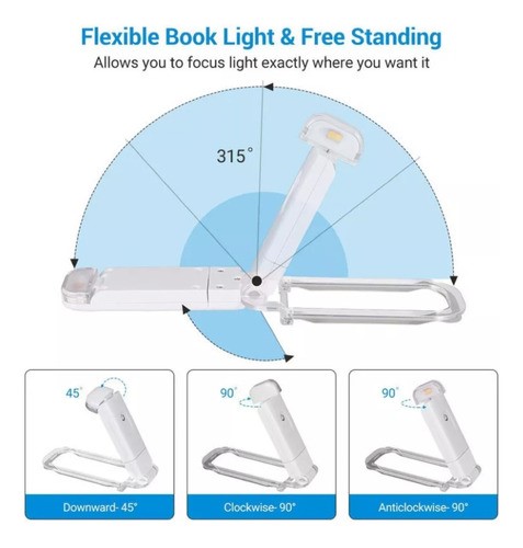 Luz Led Con Clip Para Leer Libros Recargable Por Usb 9 Modes Blanco  