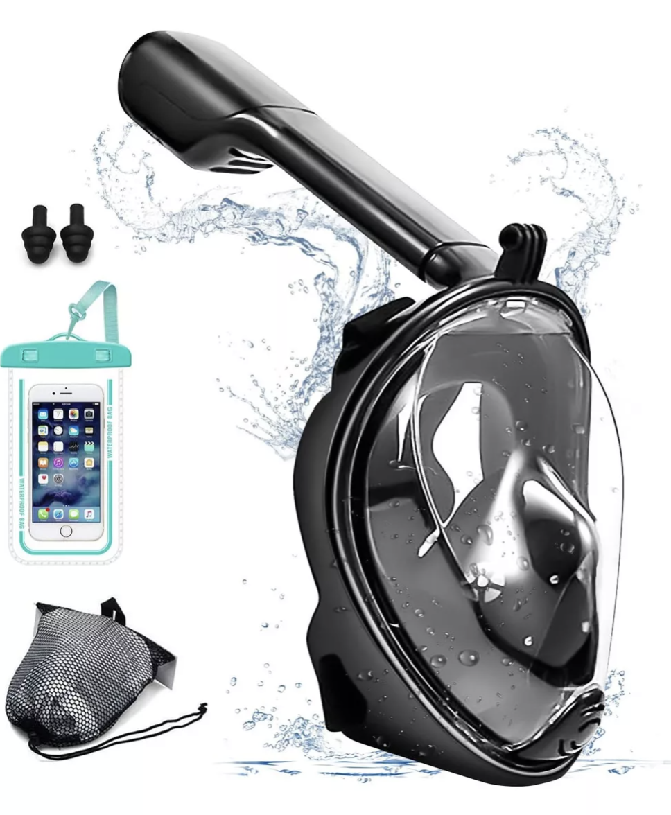 Máscara De Snorkel Con Bolsa Impermeable, De Cara Completa Con Soporte Para Cámara, De Vista Panorámica De 180° T