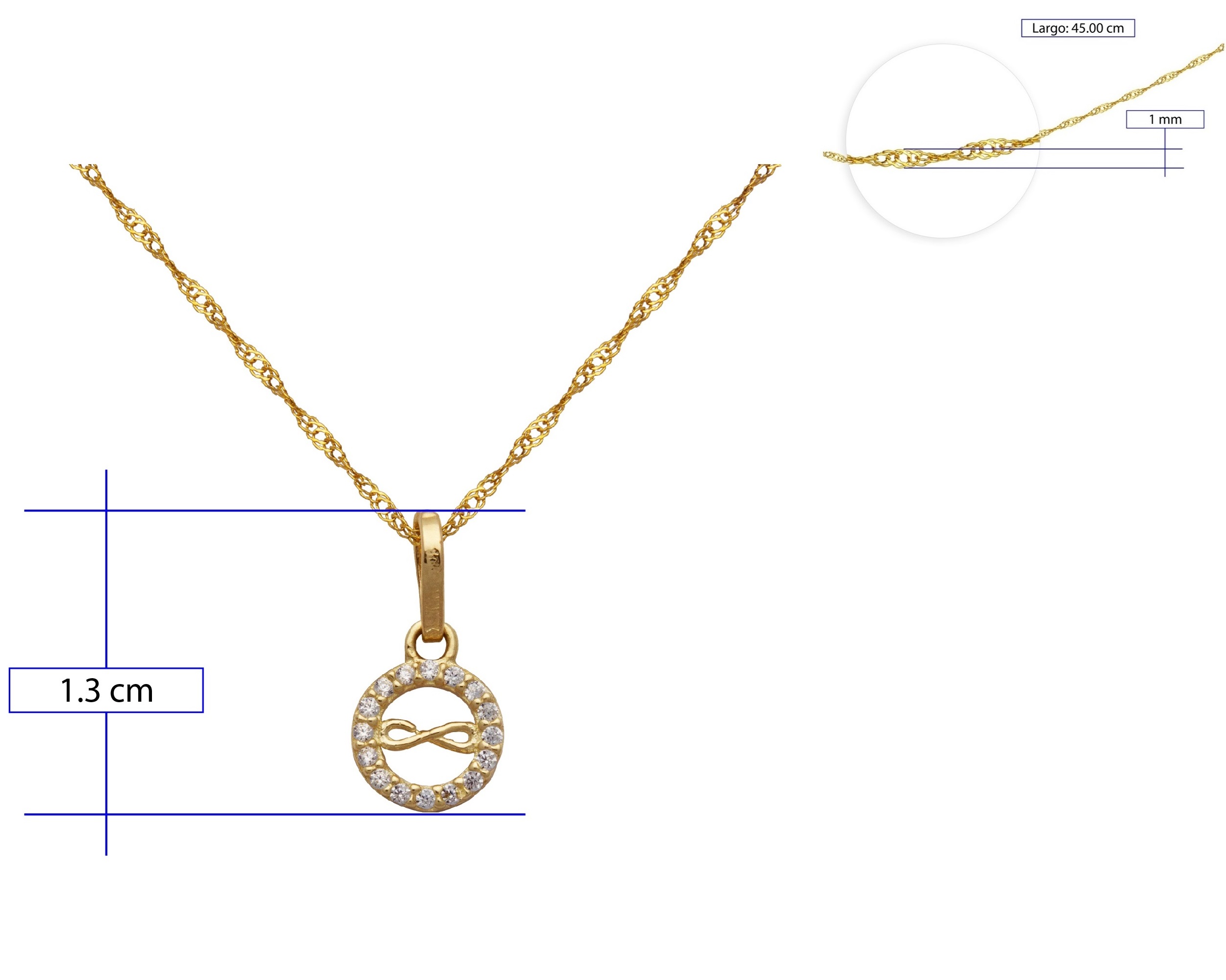 Collar Gargantilla Oro 10K Horoz Mini Infinito 40cm Si98