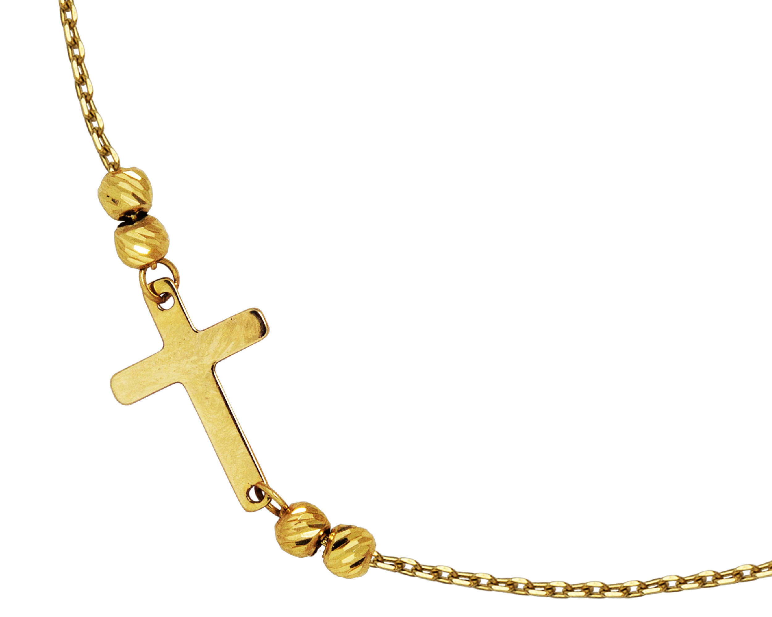 Pulsera Oro 10k Horoz Cruz 3col 18cm Si10