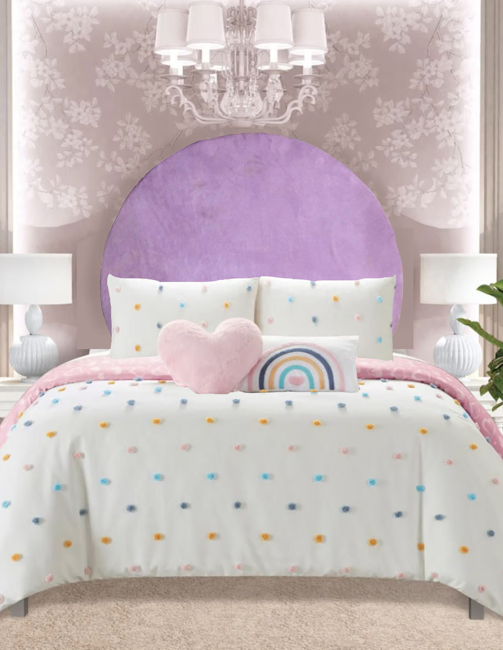 Cabecera para Cama Individual 190x90 Lila Suave con patas
