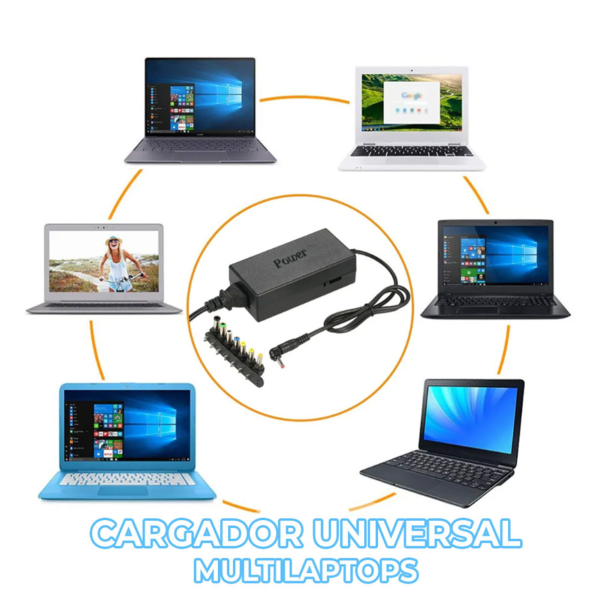 Cargador Universal Laptop Voltaje Variable 8 Puntas 12 - 24v