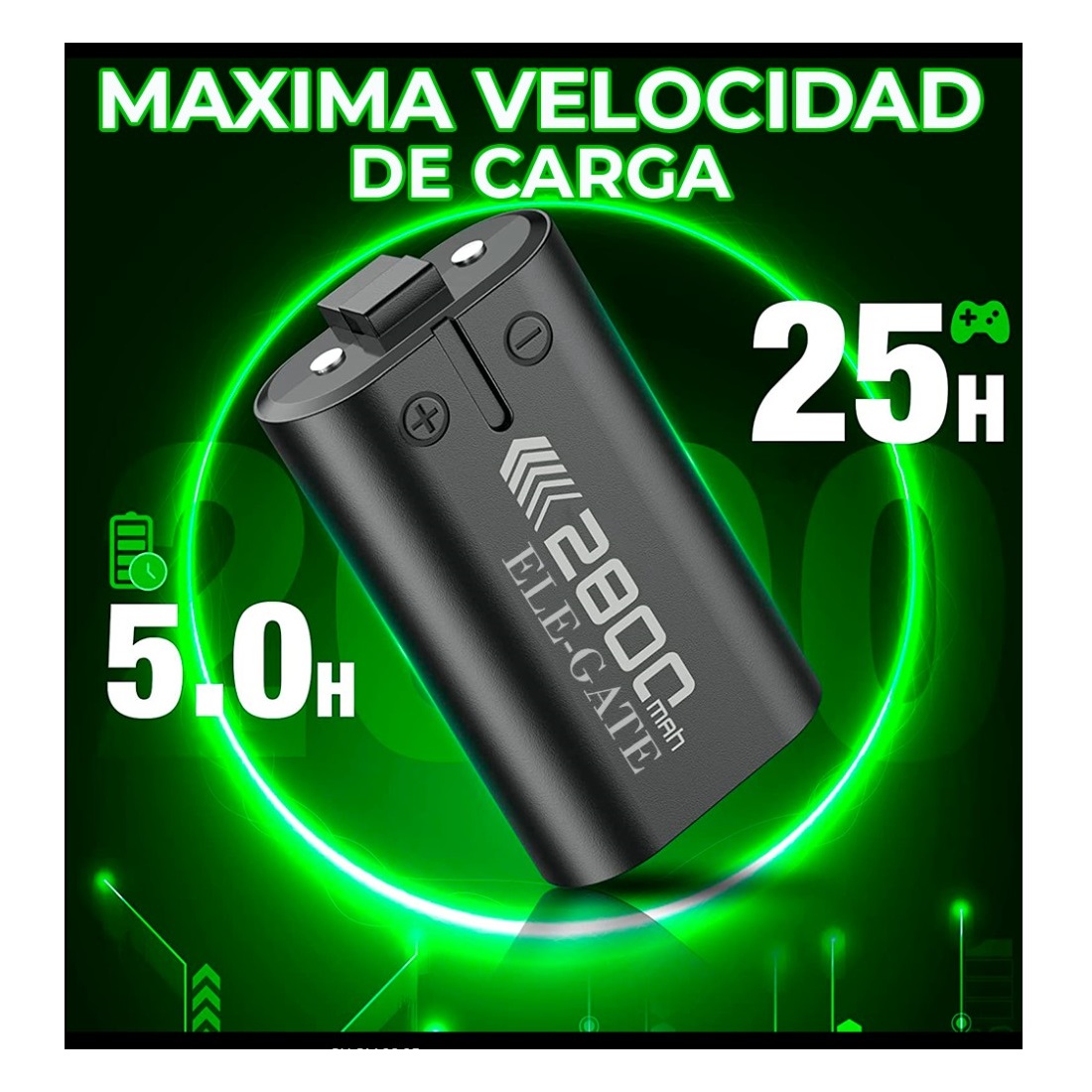 Paquete de 4 Pilas para Control Xbox One y X|S con Base de Carga con Luz RGB.