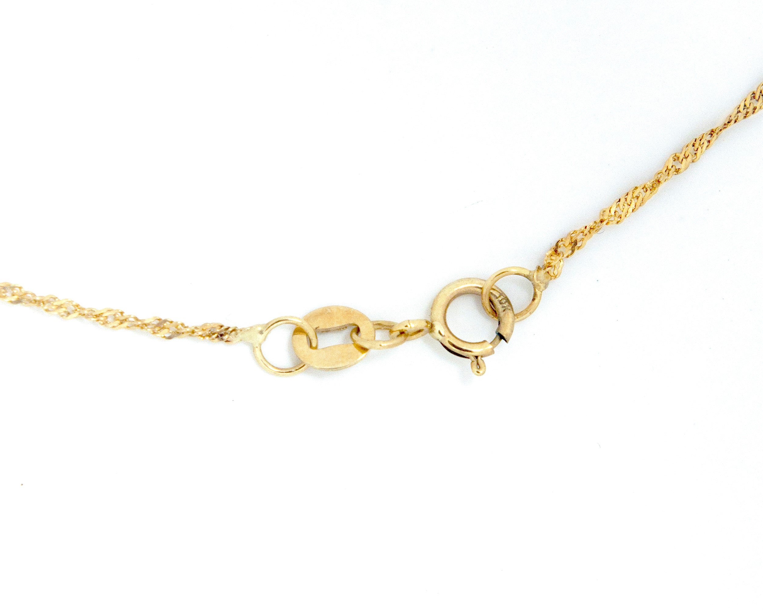 Collar Gargantilla Oro 10K Horoz Corazón Circonia Tono Azul Zafiro 45cm S1109