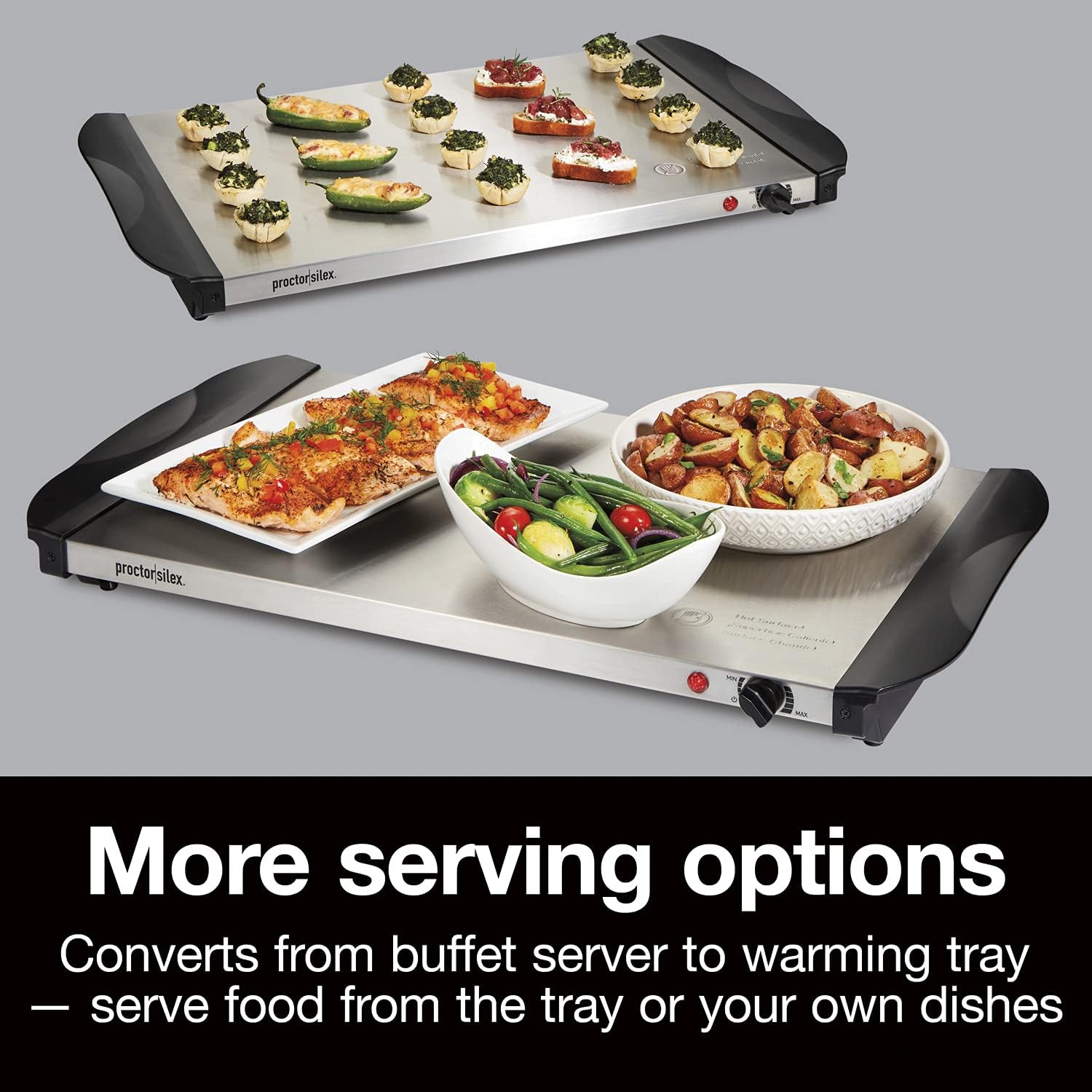 Proctor Silex 34300 Servidor buffet (bufetera)/ Bandeja de calentamiento, Terminado acero inoxidable, Three 2.2 Quart Stainless Steel Chafing Dishes