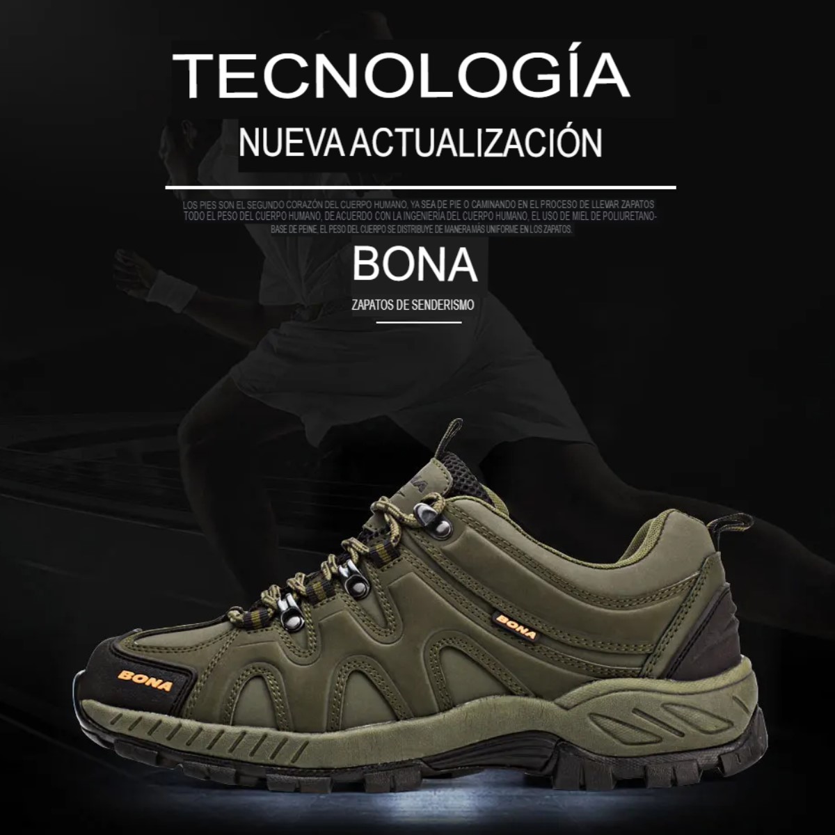 Zapatos senderismo verde deporte clásico hombre zapatillas cordones correr aire libre camping