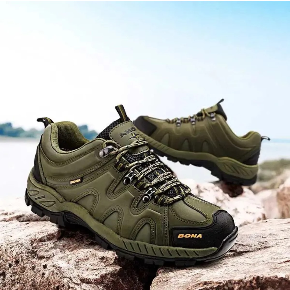 Zapatos senderismo verde deporte clásico hombre zapatillas cordones correr aire libre camping