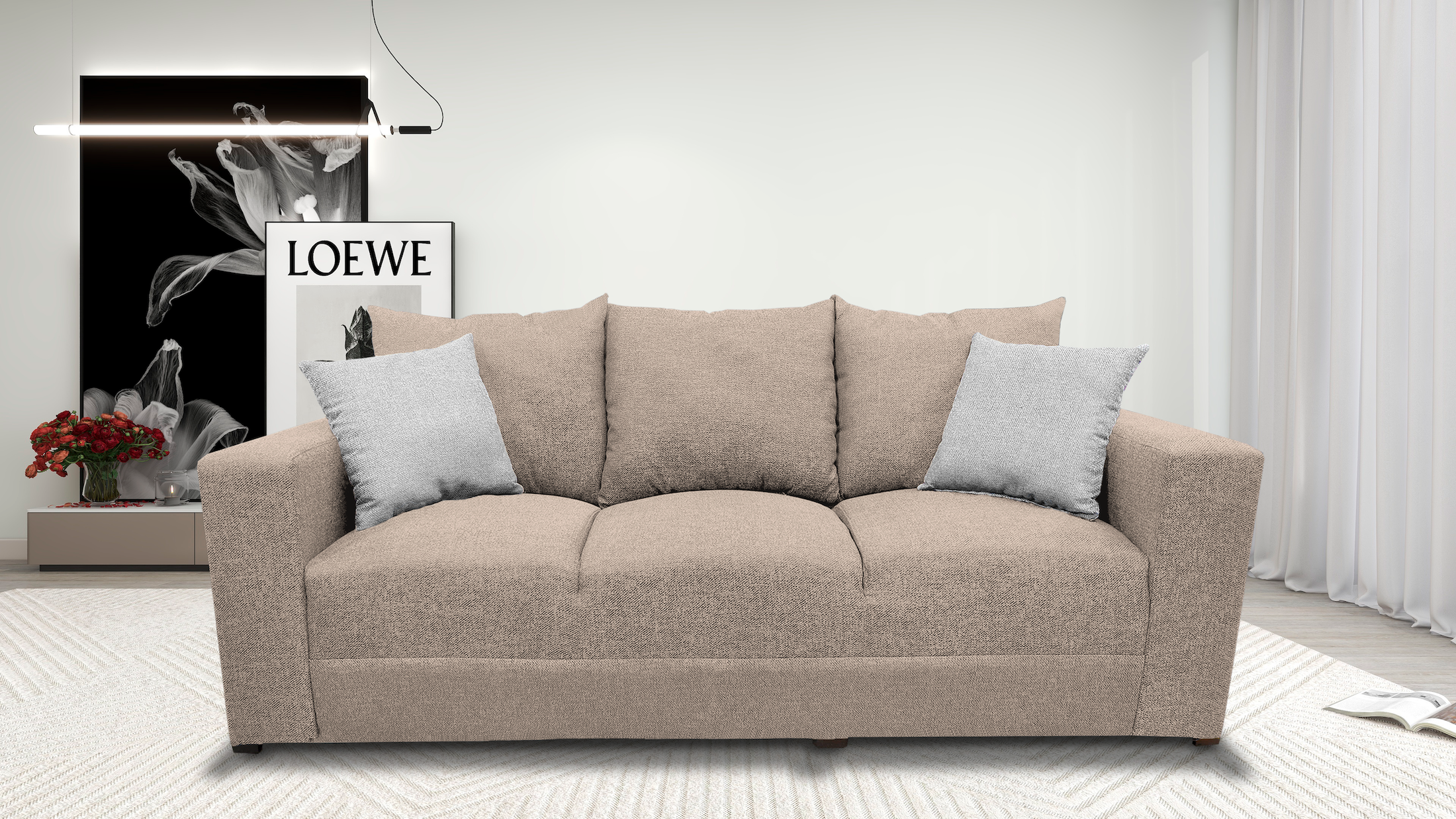 Sala Modular 3-2-1 El Bazar Store Miami Beige, Sofa, Love seat y sillon