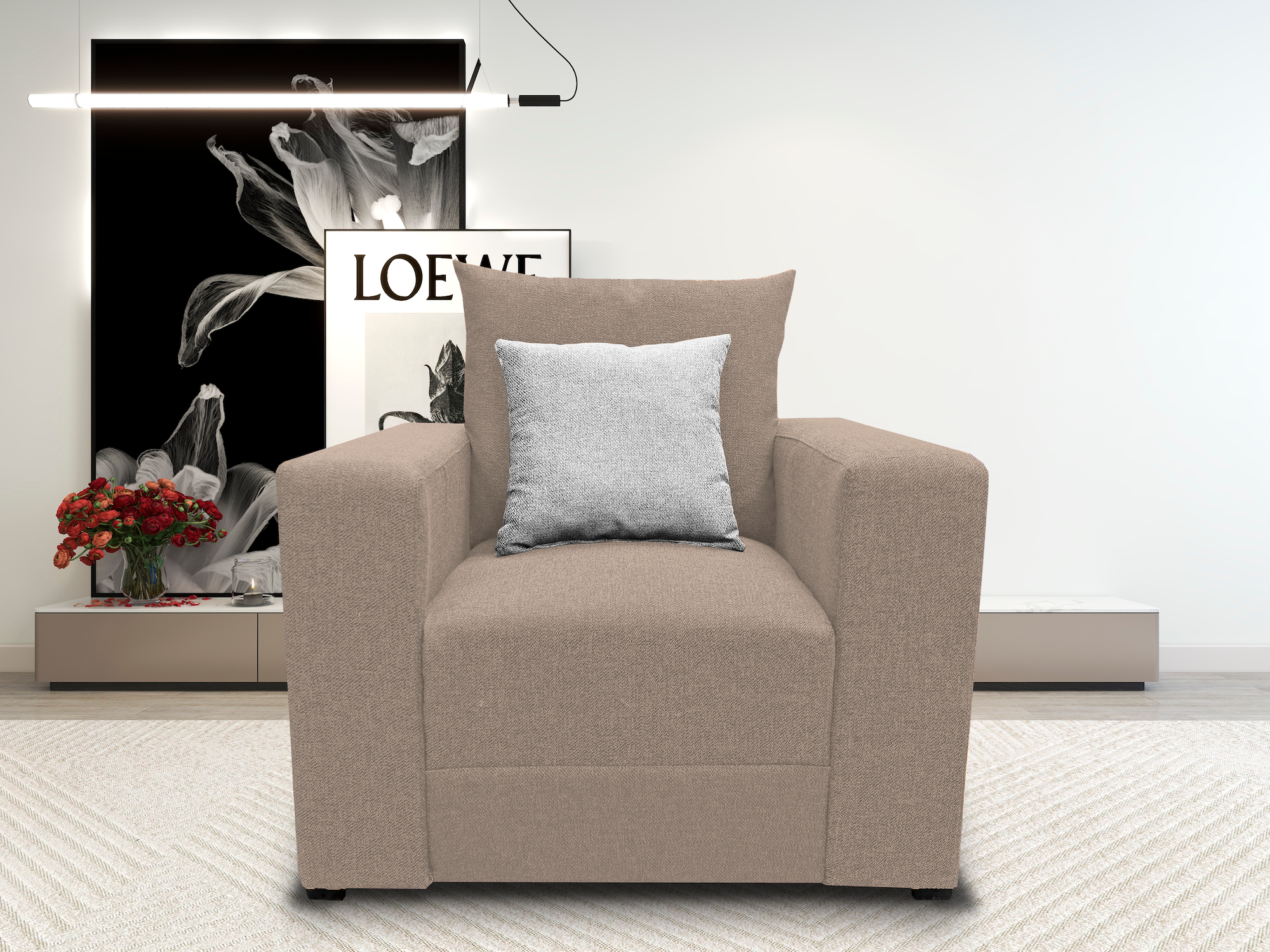 Sala Modular 3-2-1 El Bazar Store Miami Beige, Sofa, Love seat y sillon