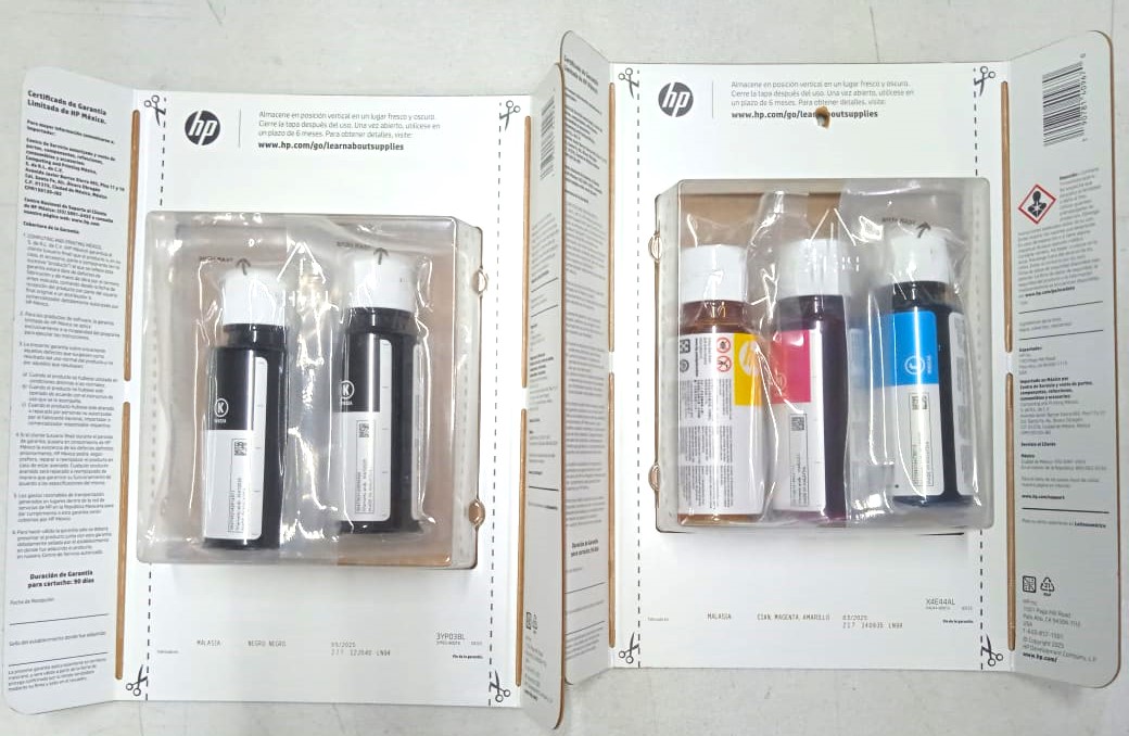 Pack 2 Tintas Negras GT53 + 3 Tintas Colores GT52 HP Originales  .