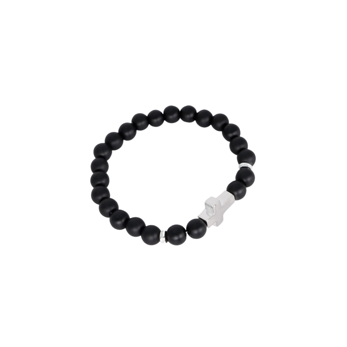 Pulsera cruz de Plata .925 hombre de piedra ónix