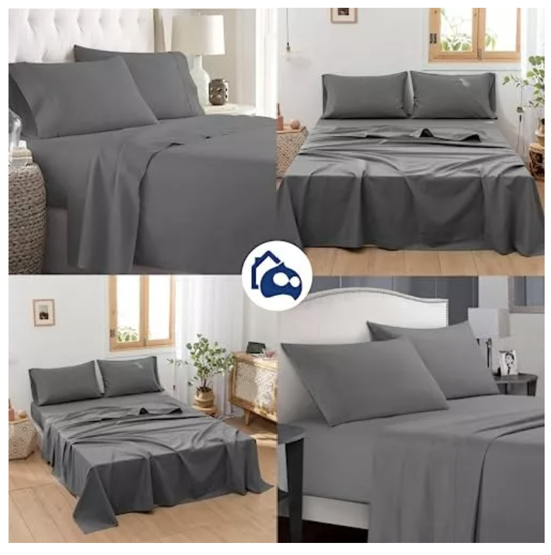 Juego De Sabanas King Size 100% Poliéster Microfibra 4 Pzas Color Gris Obscuro T