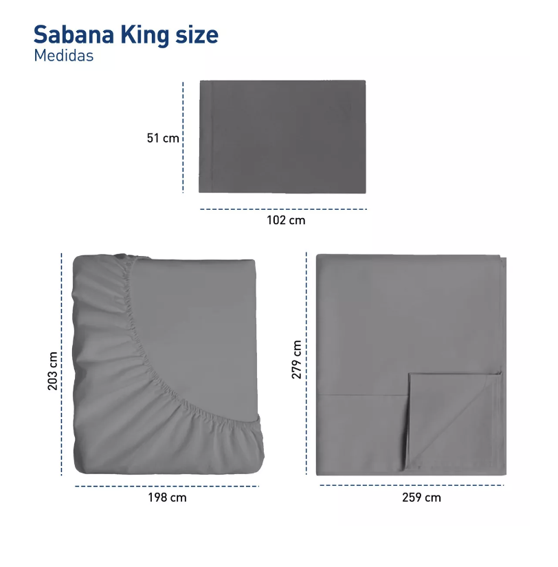 Juego De Sabanas King Size 100% Poliéster Microfibra 4 Pzas Color Gris Obscuro T