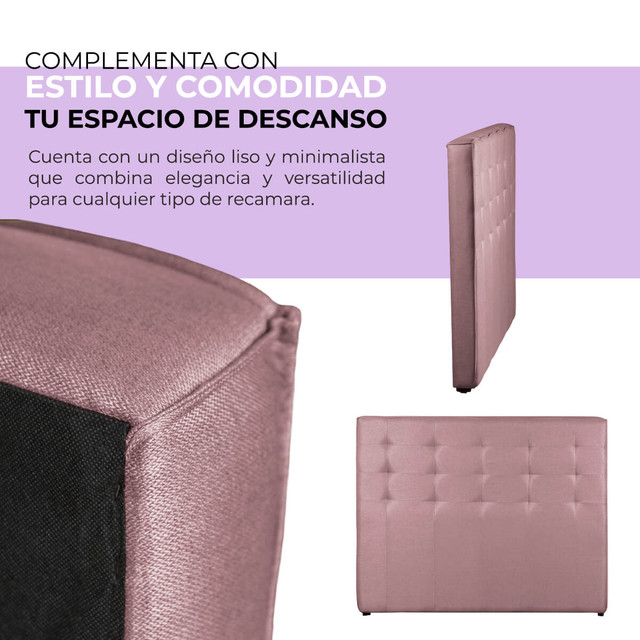 Cabecera Queen Size, Elaborada de Madera de Pino, Roomi Nomad Color Rosa
