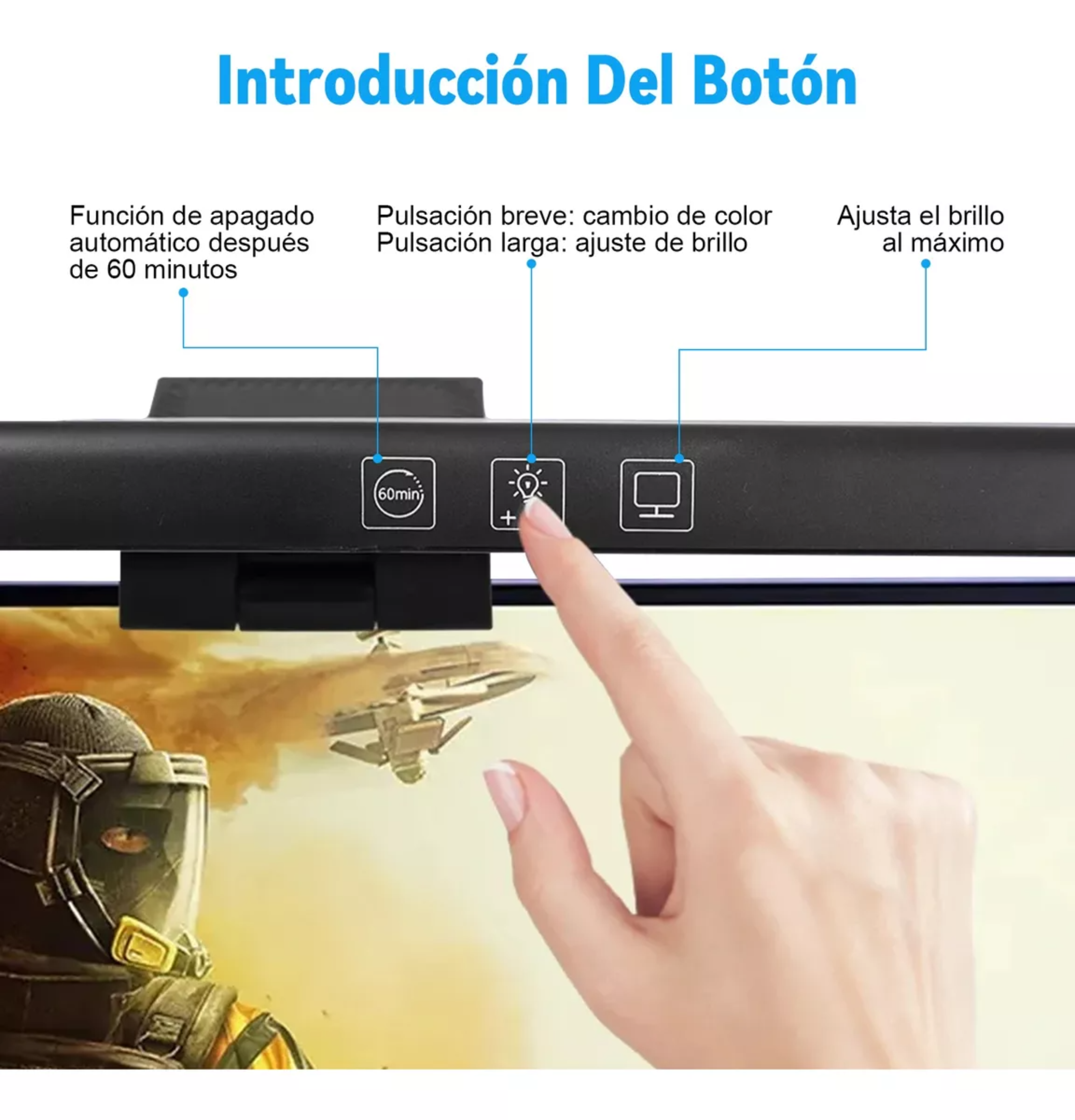 Luz Led Usb 33cm Para Pantalla Monitor 3 Colores Carga Usb