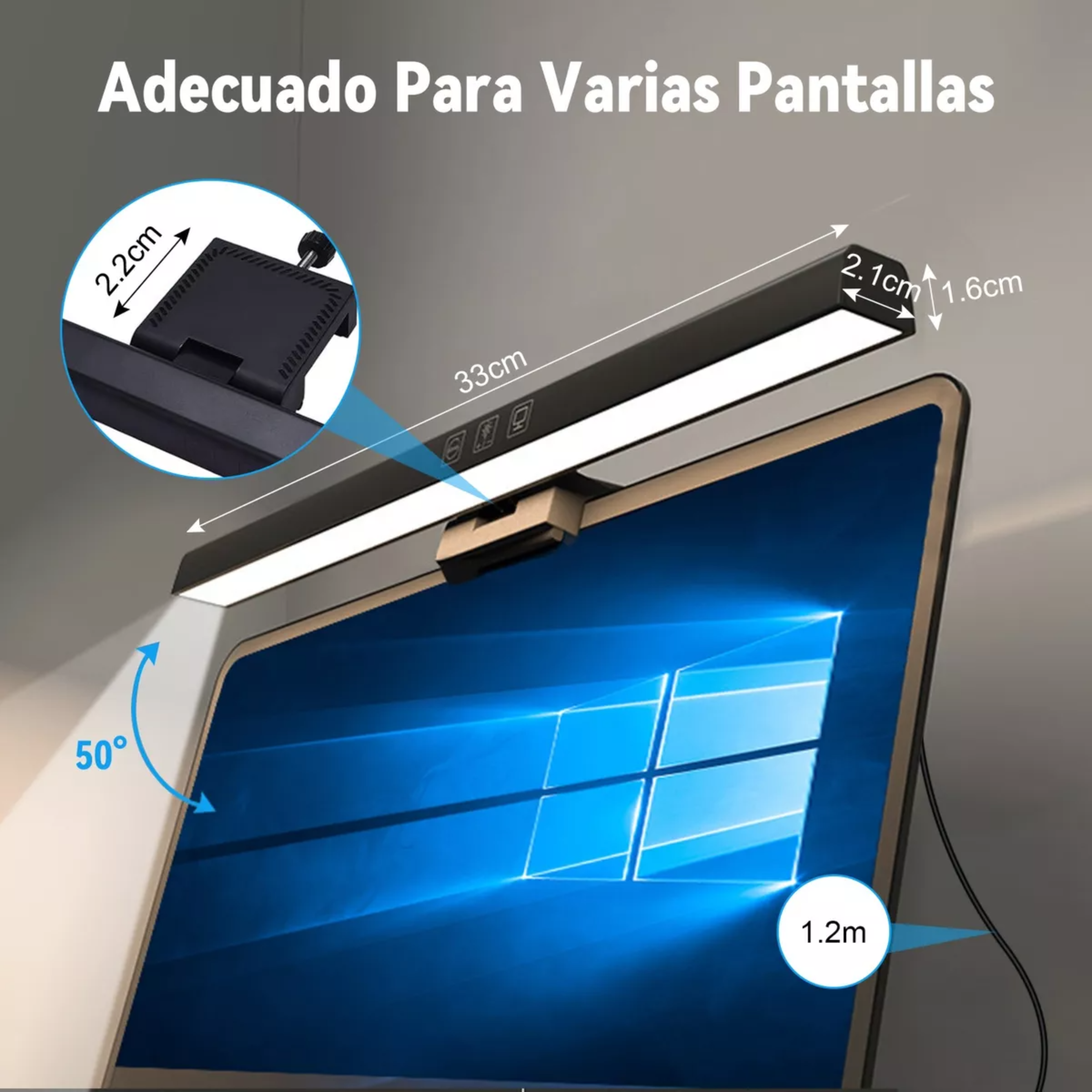 Luz Led Usb 33cm Para Pantalla Monitor 3 Colores Carga Usb