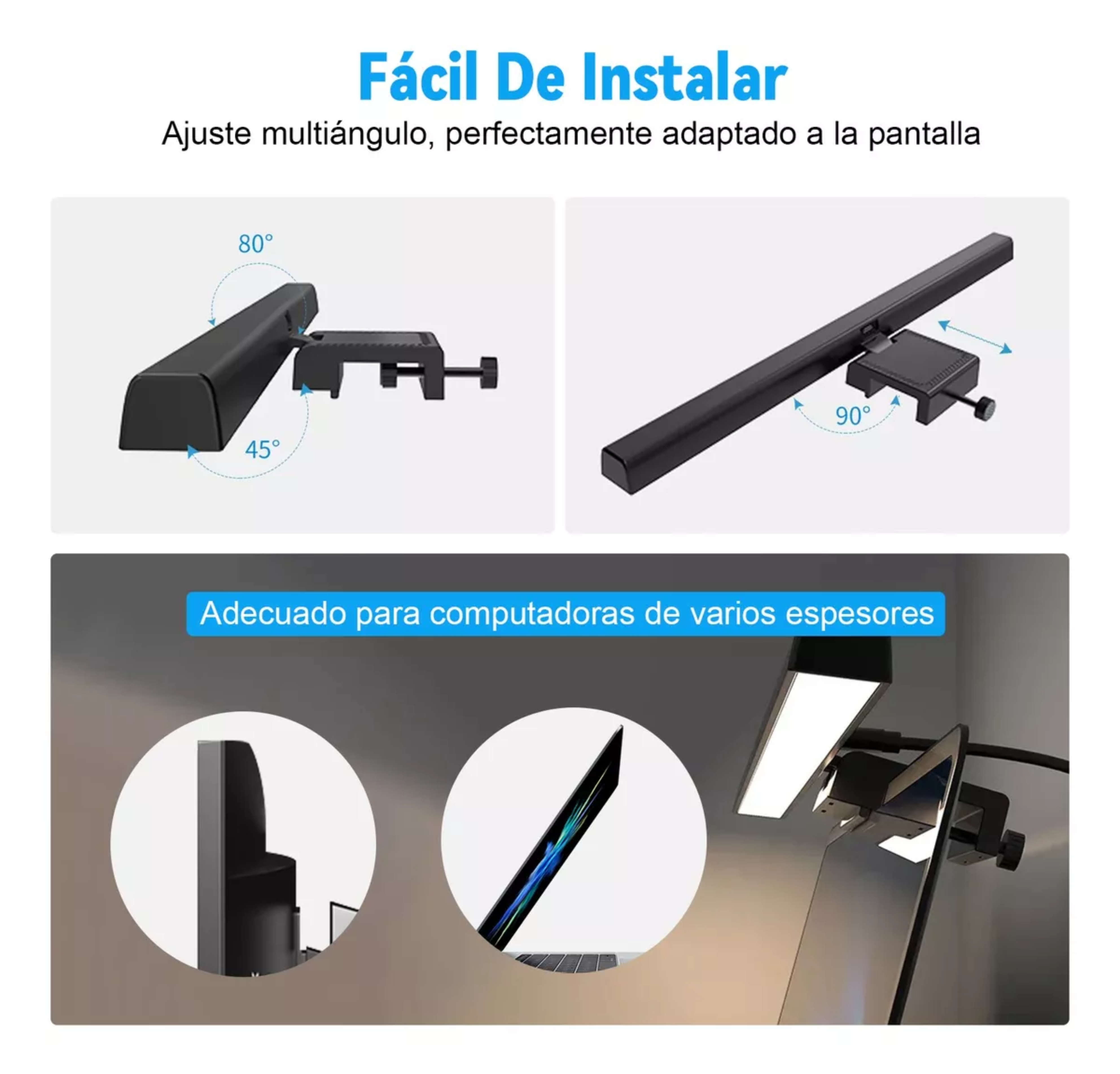 Luz Led Usb 33cm Para Pantalla Monitor 3 Colores Carga Usb
