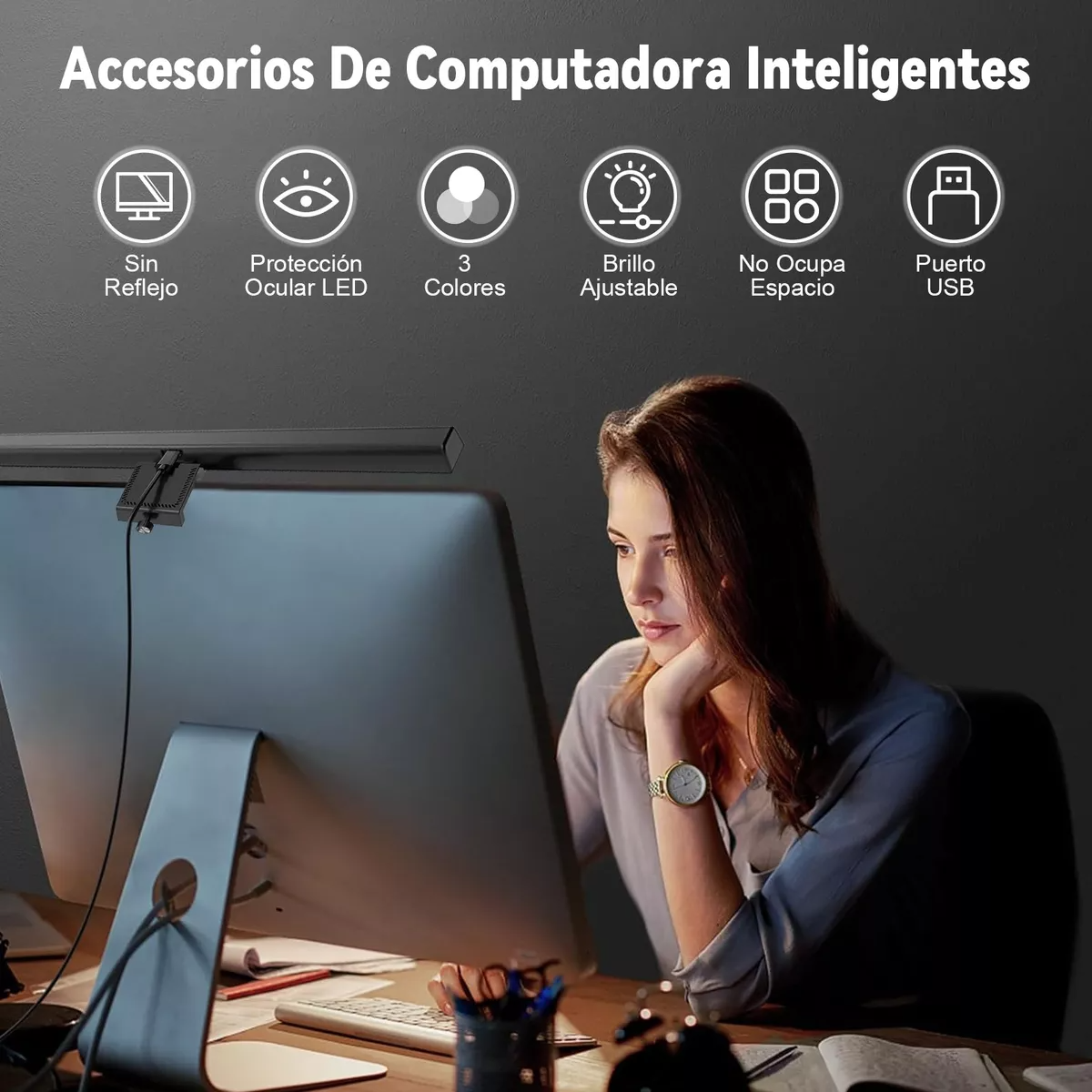 Luz Led Usb 33cm Para Pantalla Monitor 3 Colores Carga Usb
