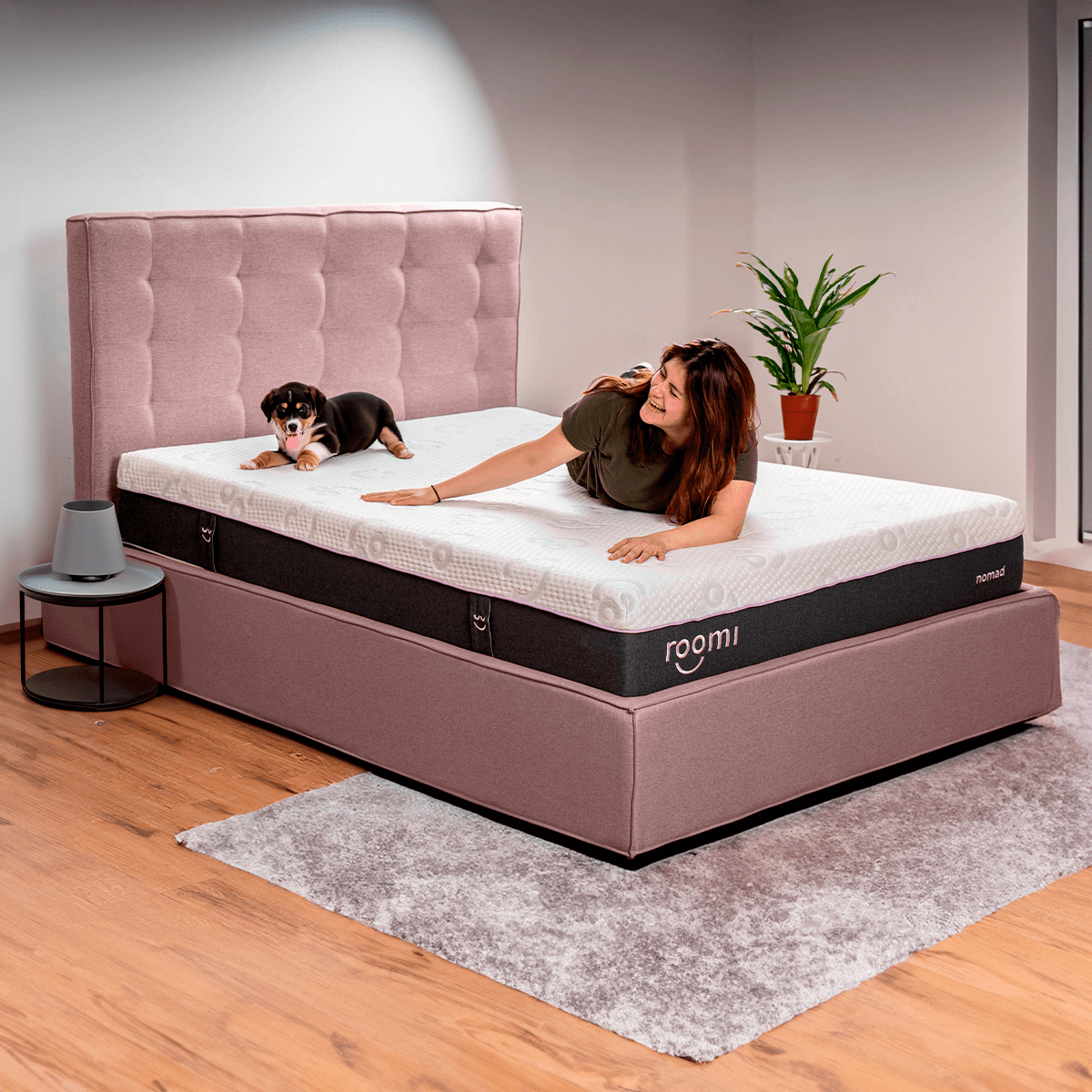 Cabecera Queen Size, Elaborada de Madera de Pino, Roomi Nomad Color Rosa