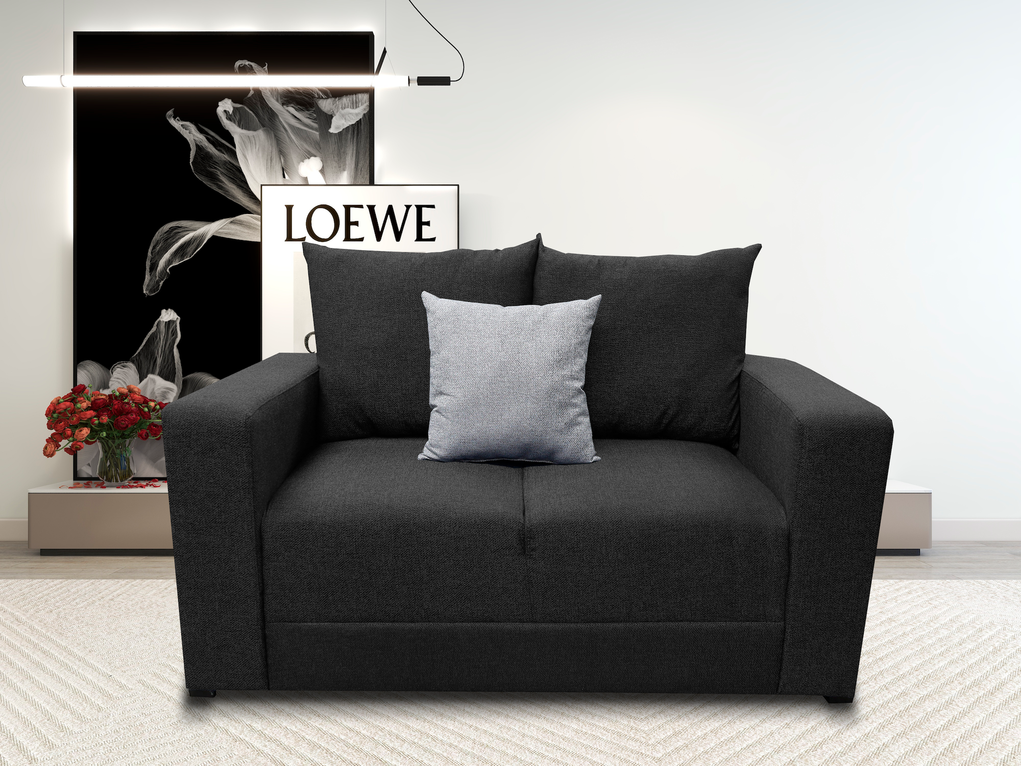 Sala Modular 3-2-1 El Bazar Store Miami Negro, Sofa, Love Seat Y Sillón