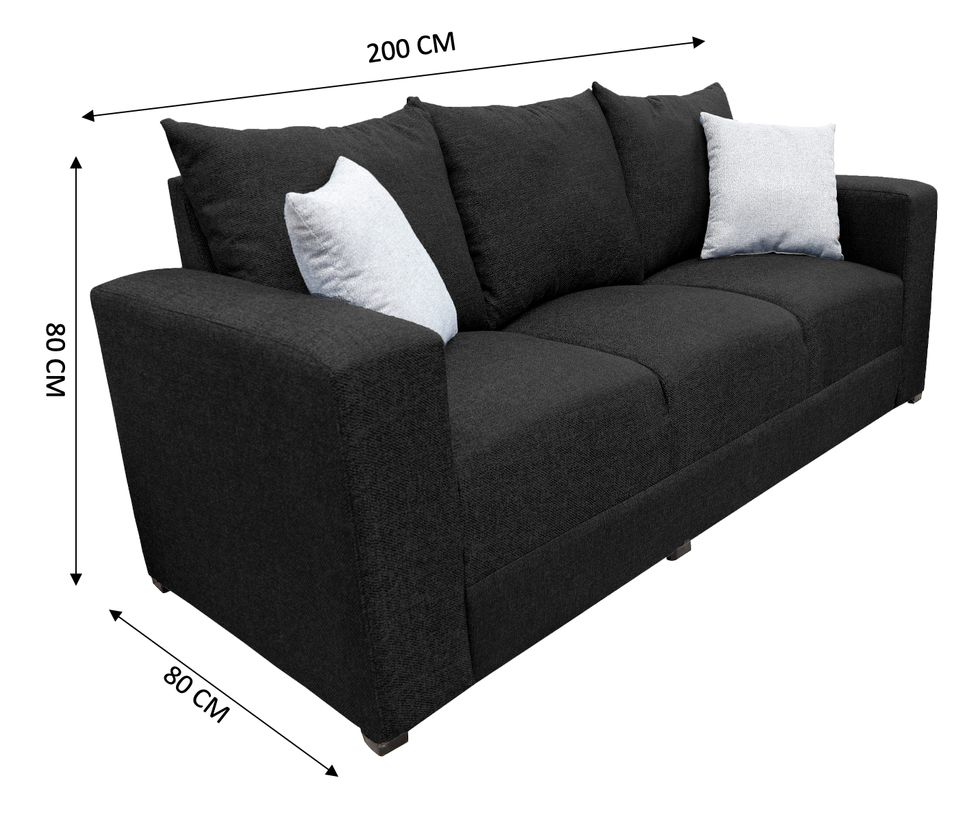 Sala Modular 3-2-1 El Bazar Store Miami Negro, Sofa, Love Seat Y Sillón