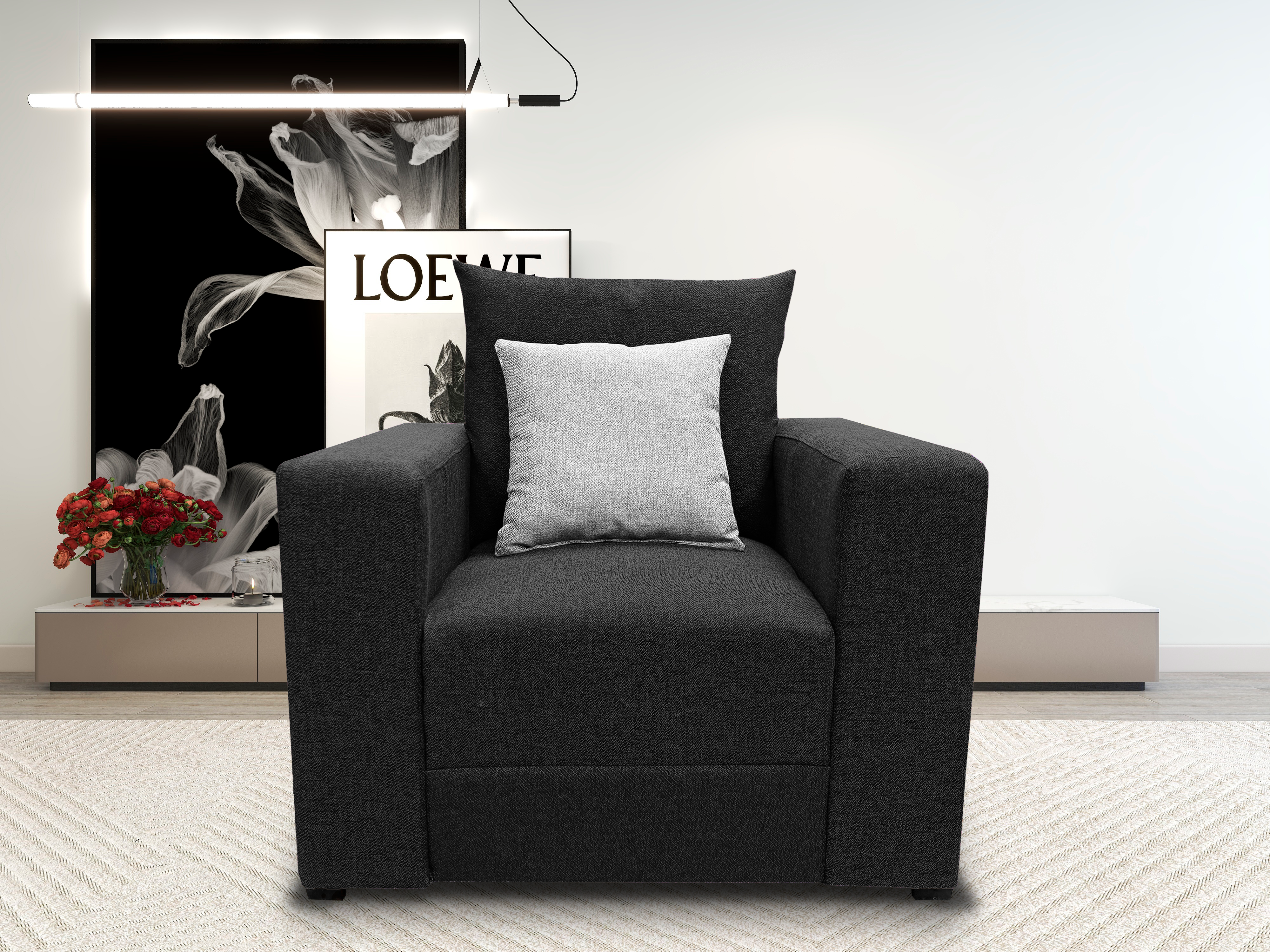 Sala Modular 3-2-1 El Bazar Store Miami Negro, Sofa, Love Seat Y Sillón