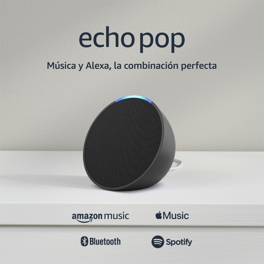 Amazon Echo Pop, Bocina inteligente y compacta con sonido definido y Alexa, Negro